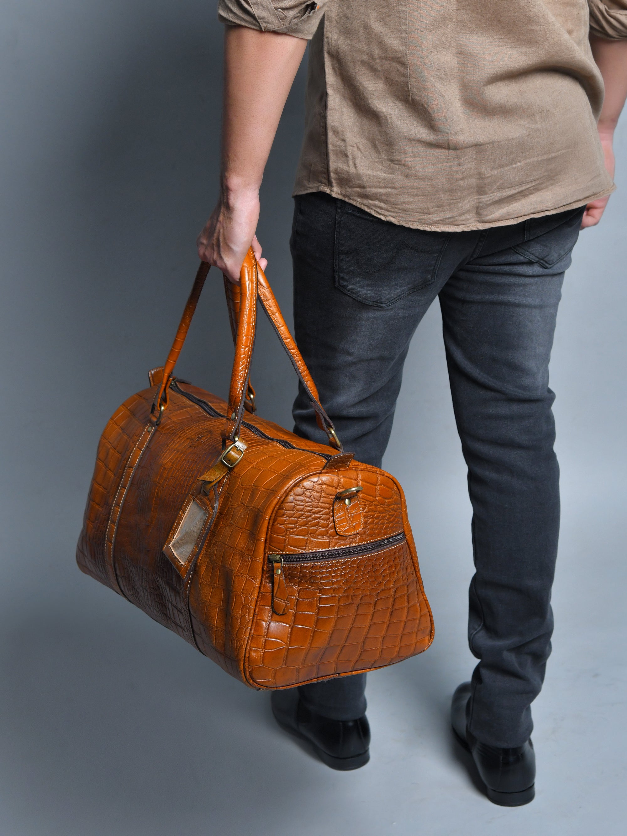Sahara Croco Leather Travel Duffel Bag