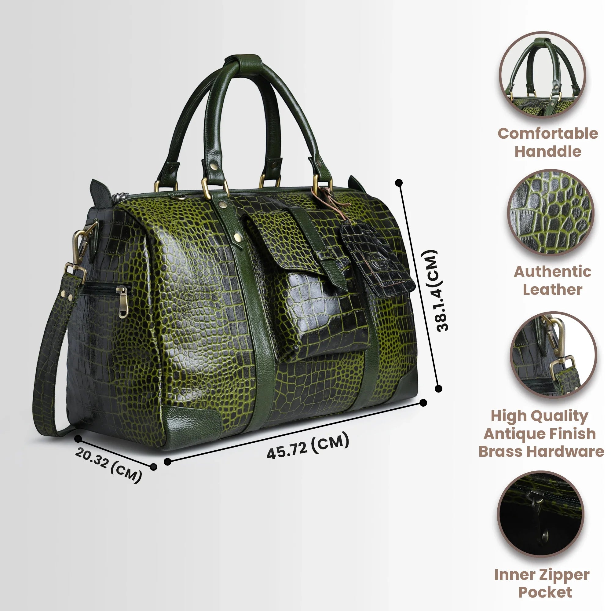Scarlet Croco Voyager Duffle Bag - Olive Color