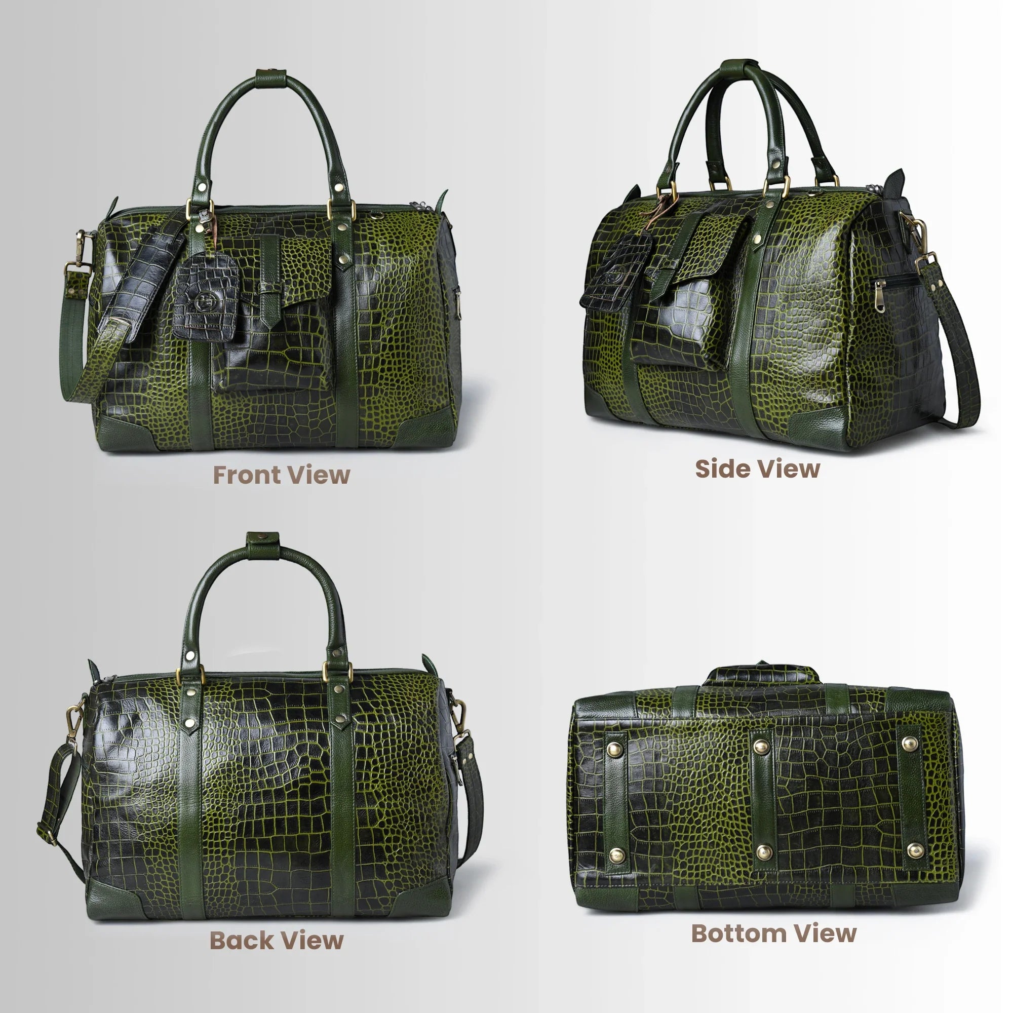 Scarlet Croco Voyager Duffle Bag - Olive Color