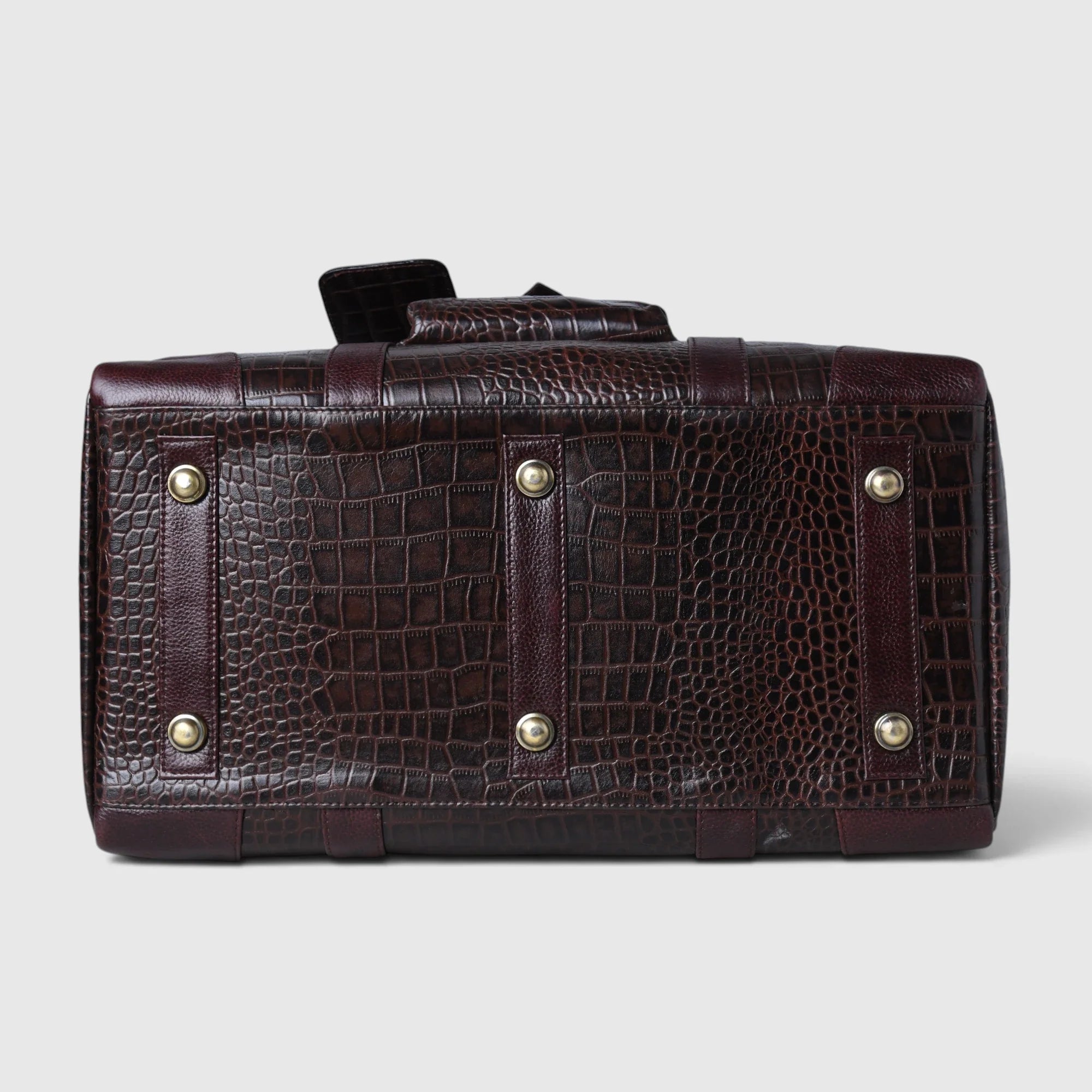 Scarlet Croco Voyager Duffle Bag - Expresso brown