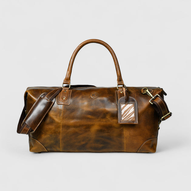 1970s〜80s old  enamel duffel bag The Regent Voyager | Vintage Leather Travel Duffle for Stylish