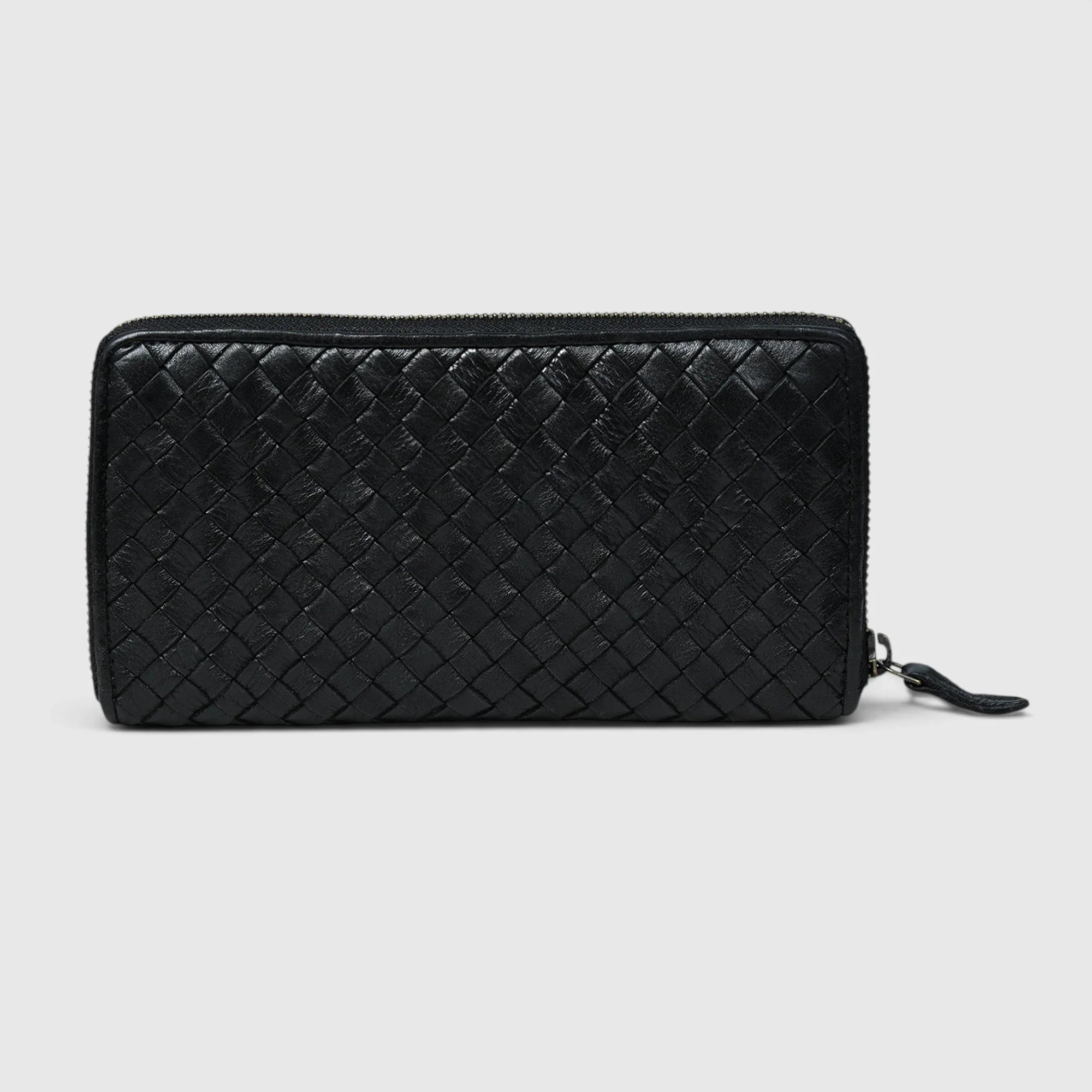 Aurelian Woven Zip Wallet – Black Color