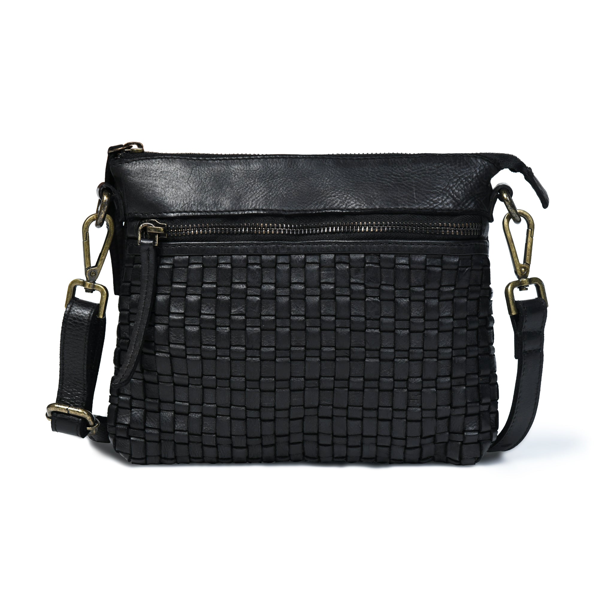 Woven Elegance Leather Handbag