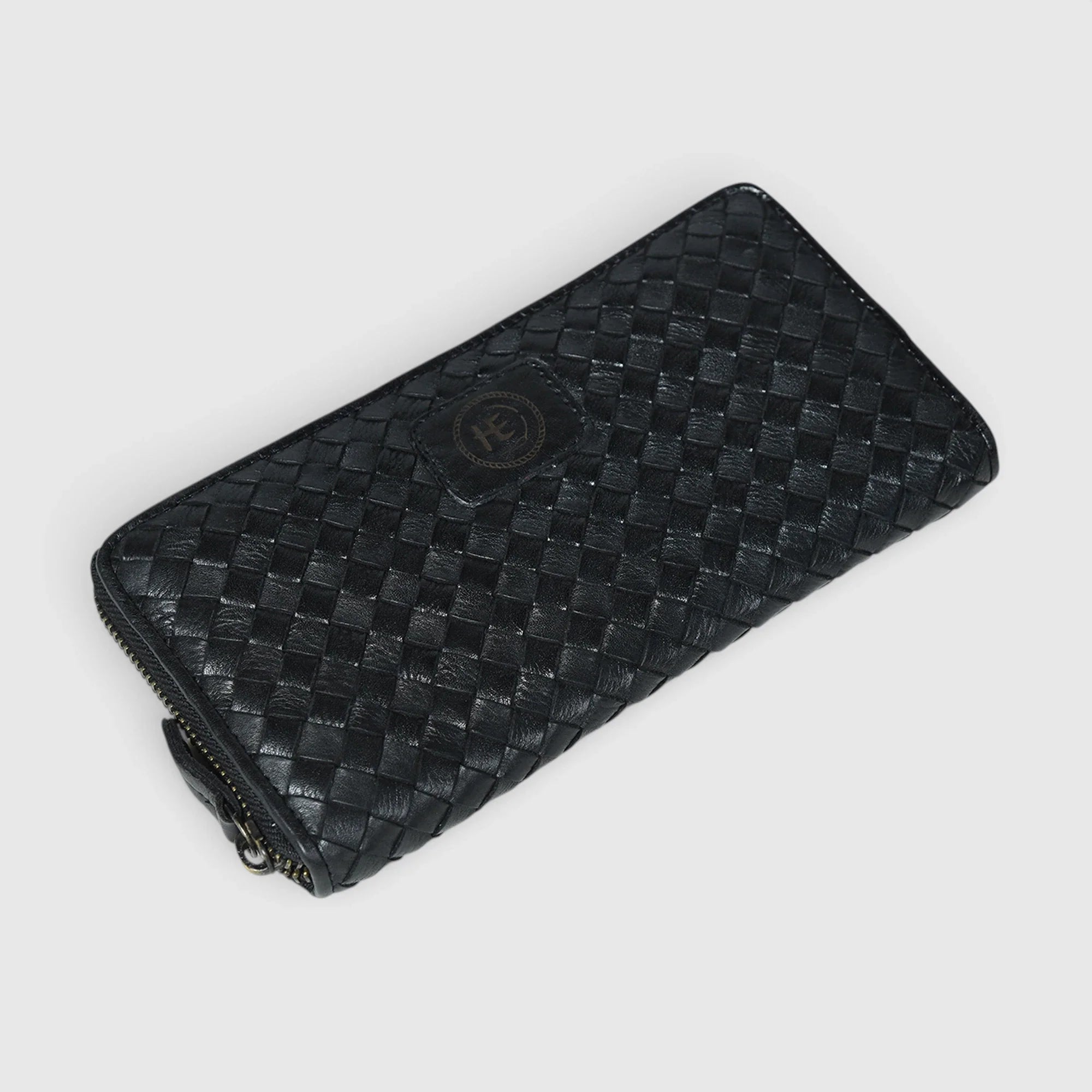 Aurelian Woven Zip Wallet – Black Color