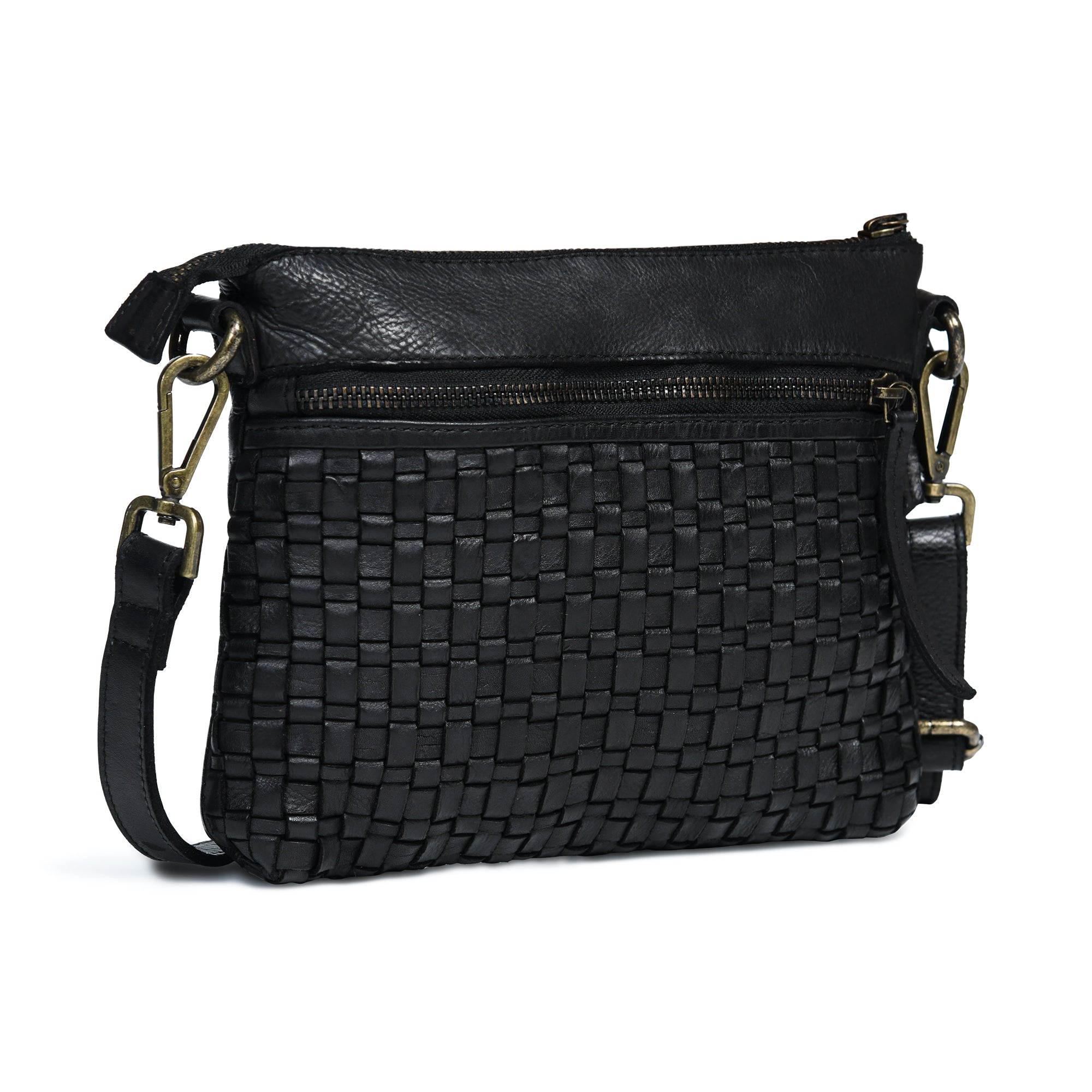 Woven Elegance Leather Handbag