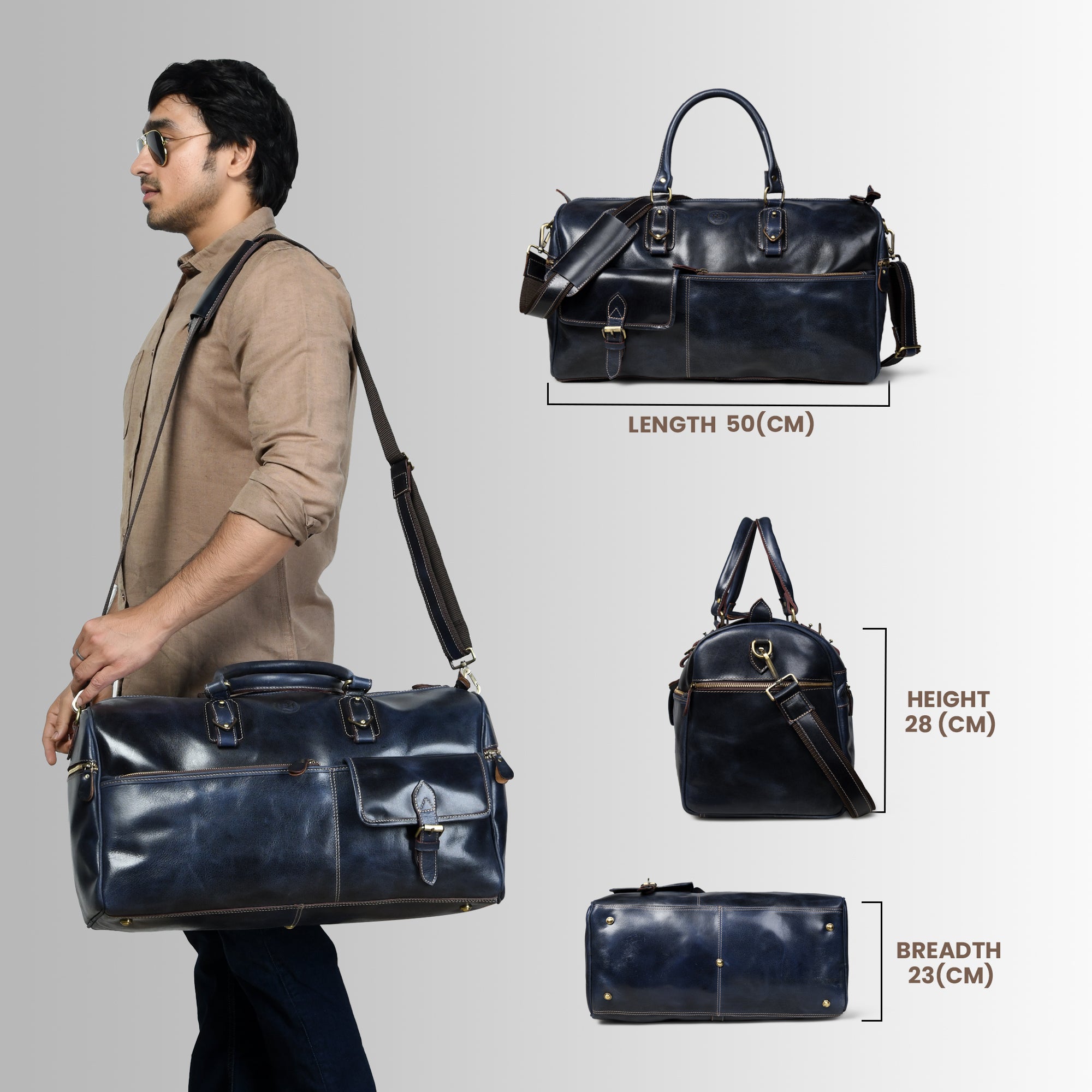 The Odyssey Leather Travel Duffel - Black Colour