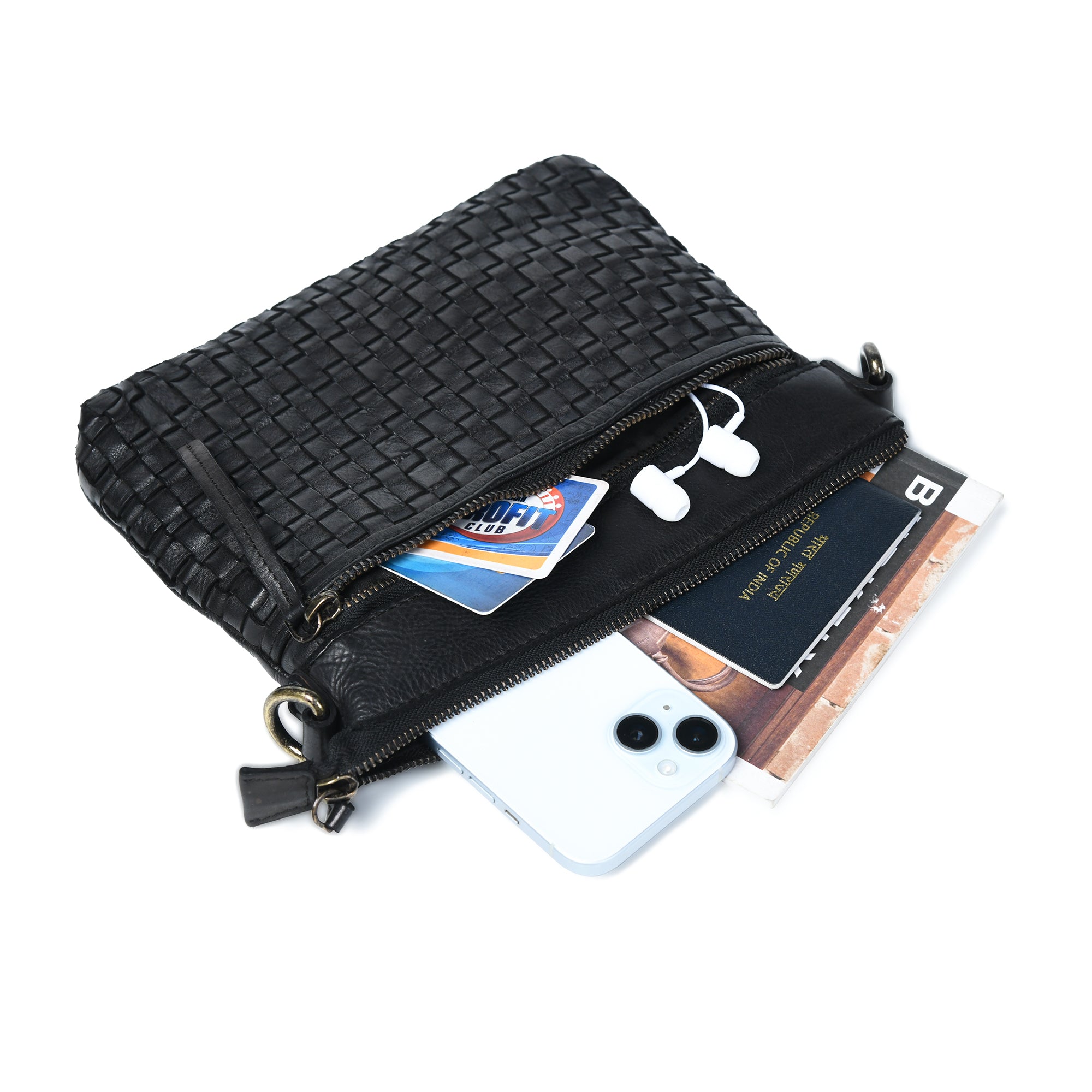 Woven Elegance Leather Handbag