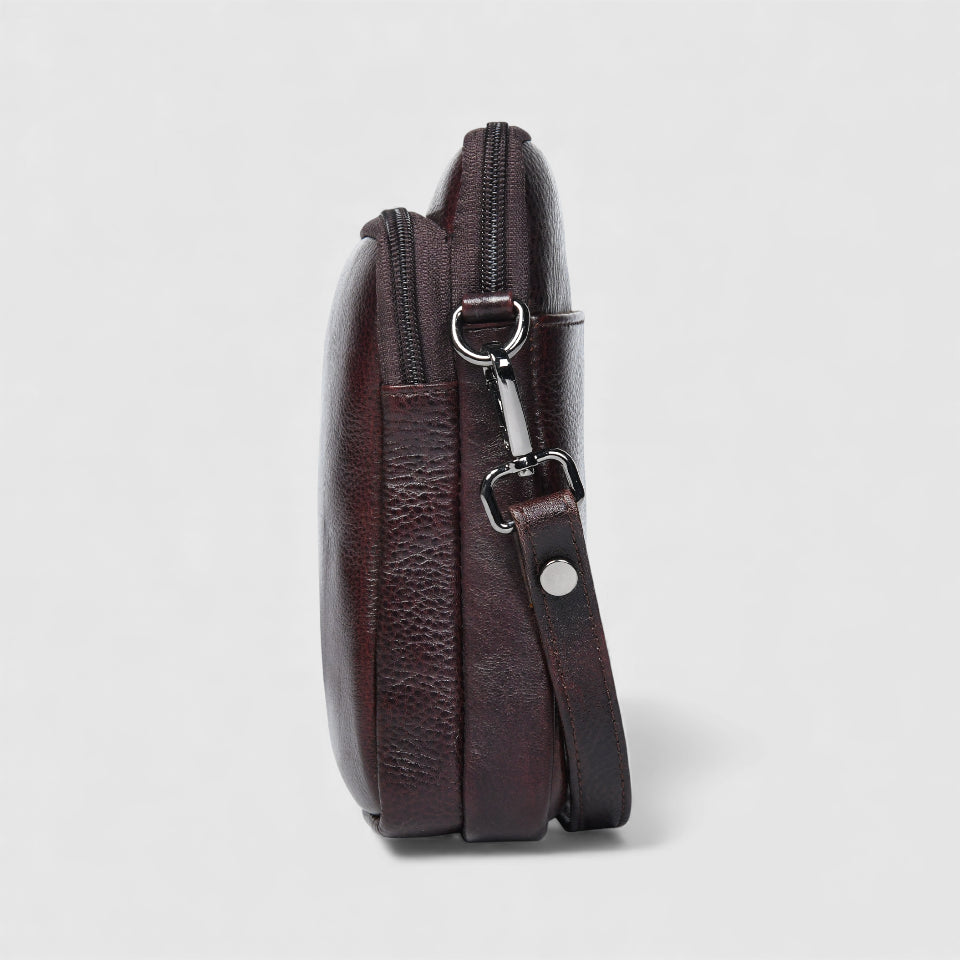 AmberStride Leather Sling Bag – Maroon colour