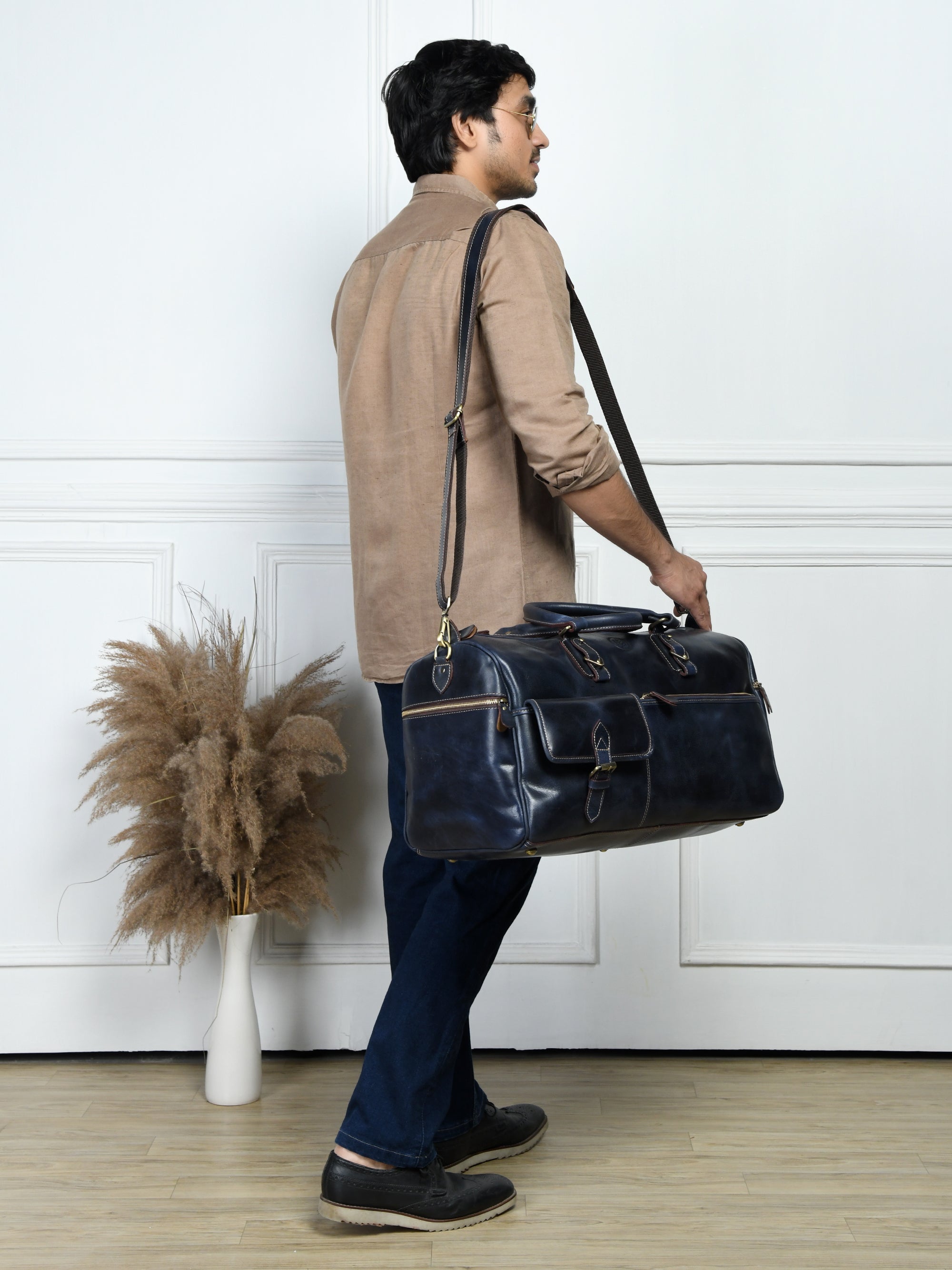 The Odyssey Leather Travel Duffel - Black Colour