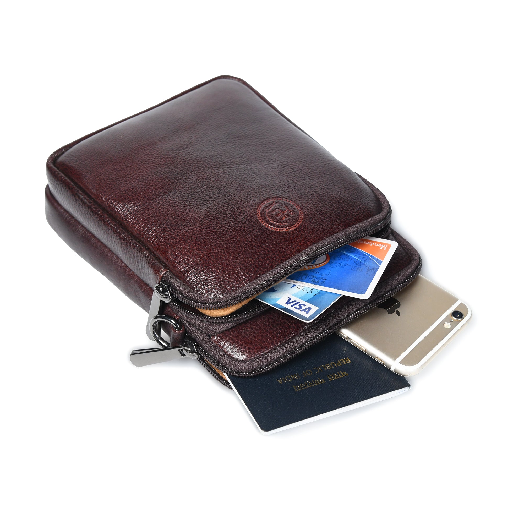 AmberStride Leather Sling Bag – Tan Colour