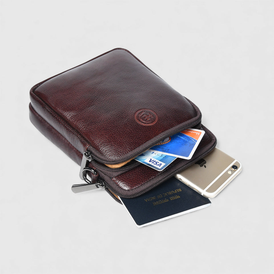 AmberStride Leather Sling Bag – Maroon colour