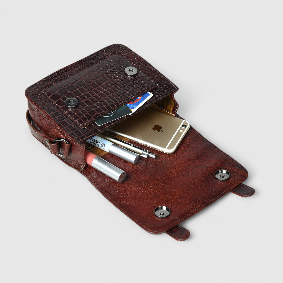 Urban Voyager Leather Belt Bag - Maroon color