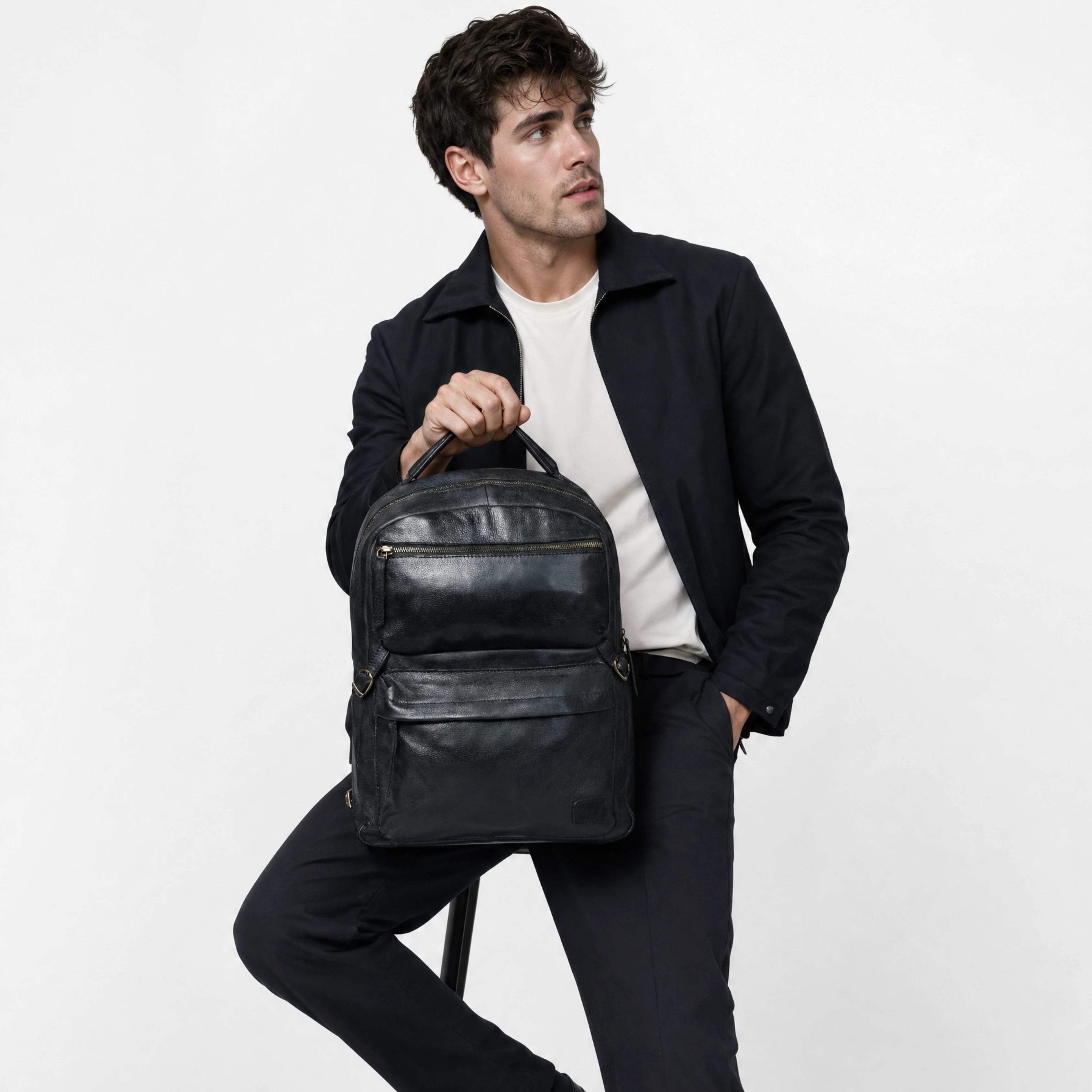 Evercrest Leather Backpack – Black color