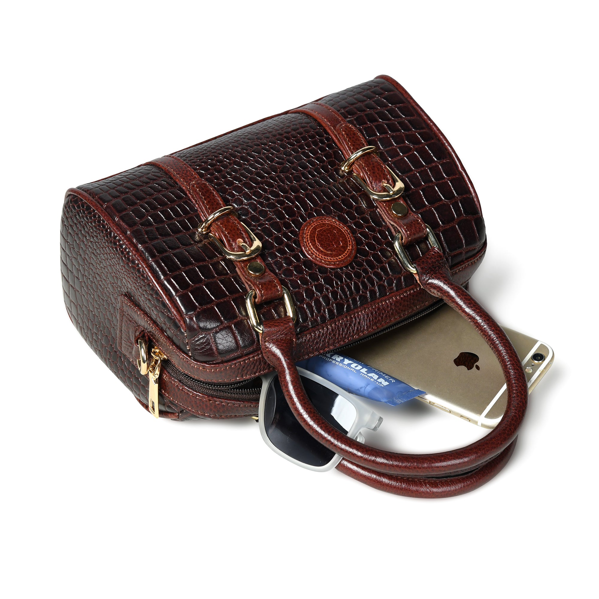 Emerald Luxe Croc Satchel - Tan Colour