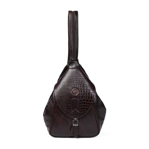 Maroon Croco Leather Shoulder Bag