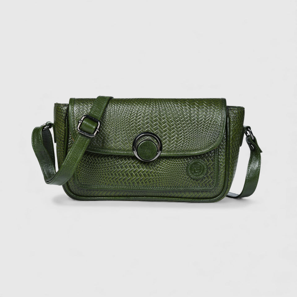 Chic Leather Women's Handbag - Olive Colour