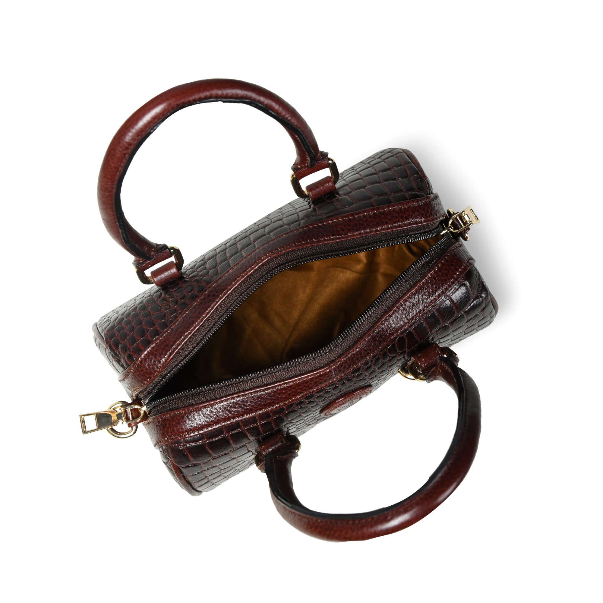 Emerald Luxe Croc Satchel - Tan Colour