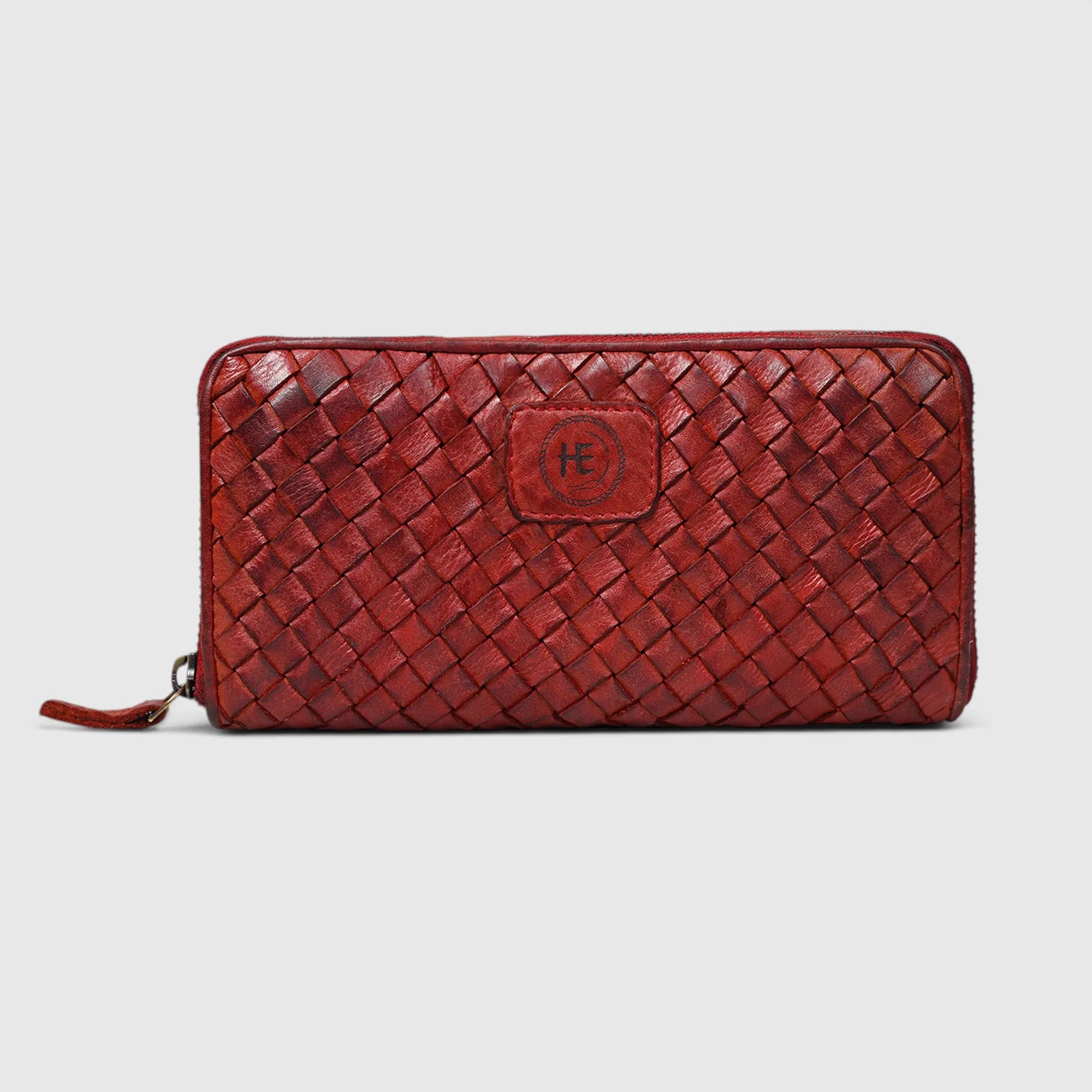 Aurelian Woven Zip Wallet – Crimson Red