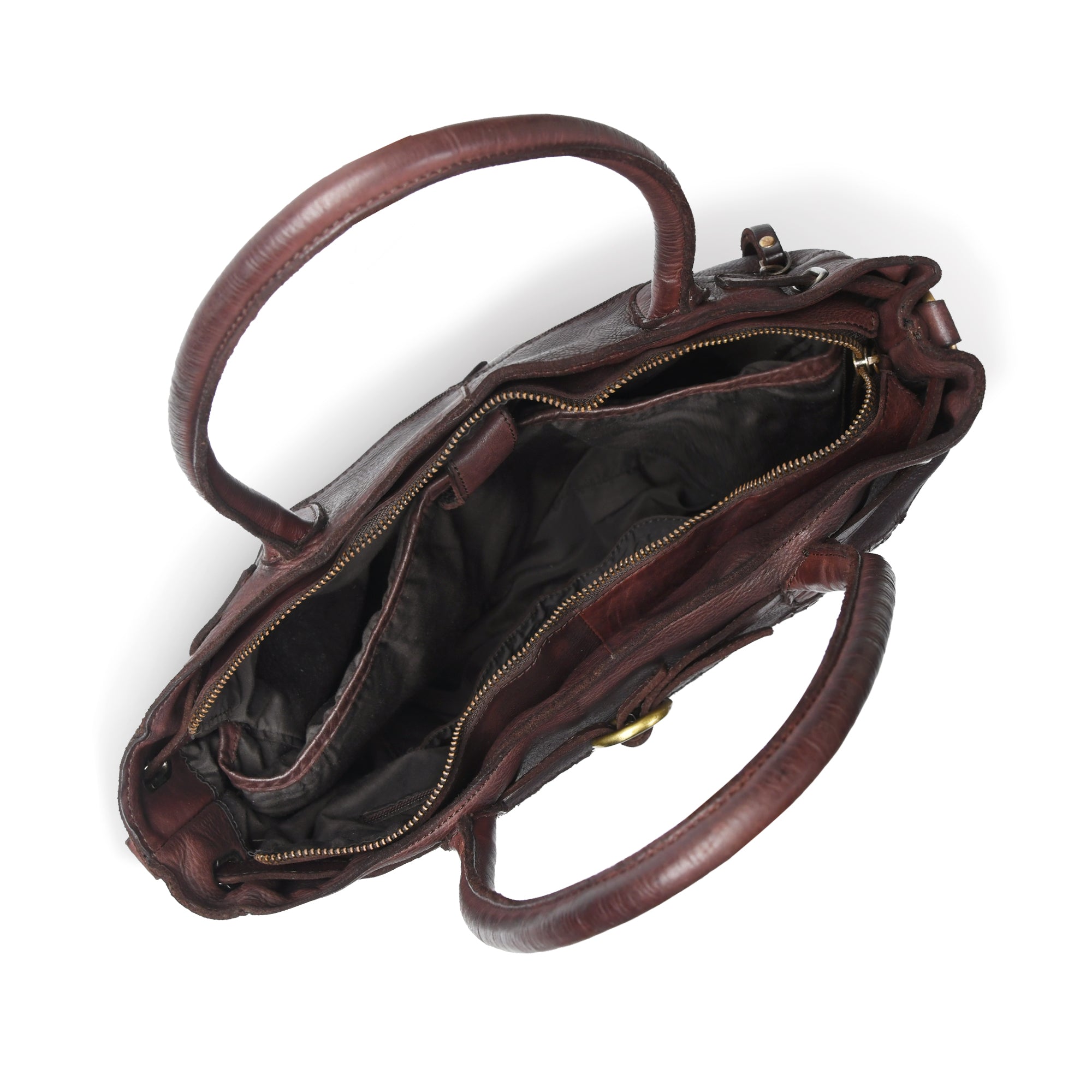 Vintage Woven Espresso Leather Women's Handbag - Brown Colour