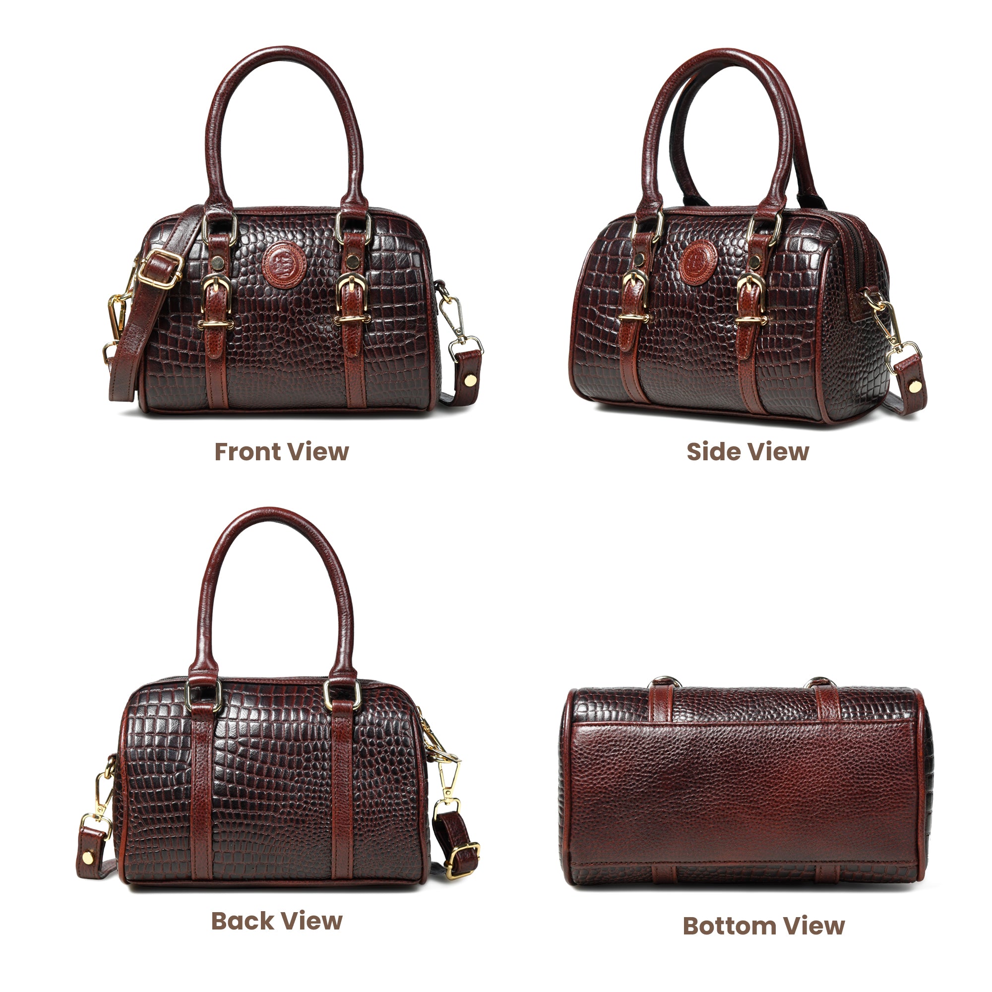 Emerald Luxe Croc Satchel - Tan Colour