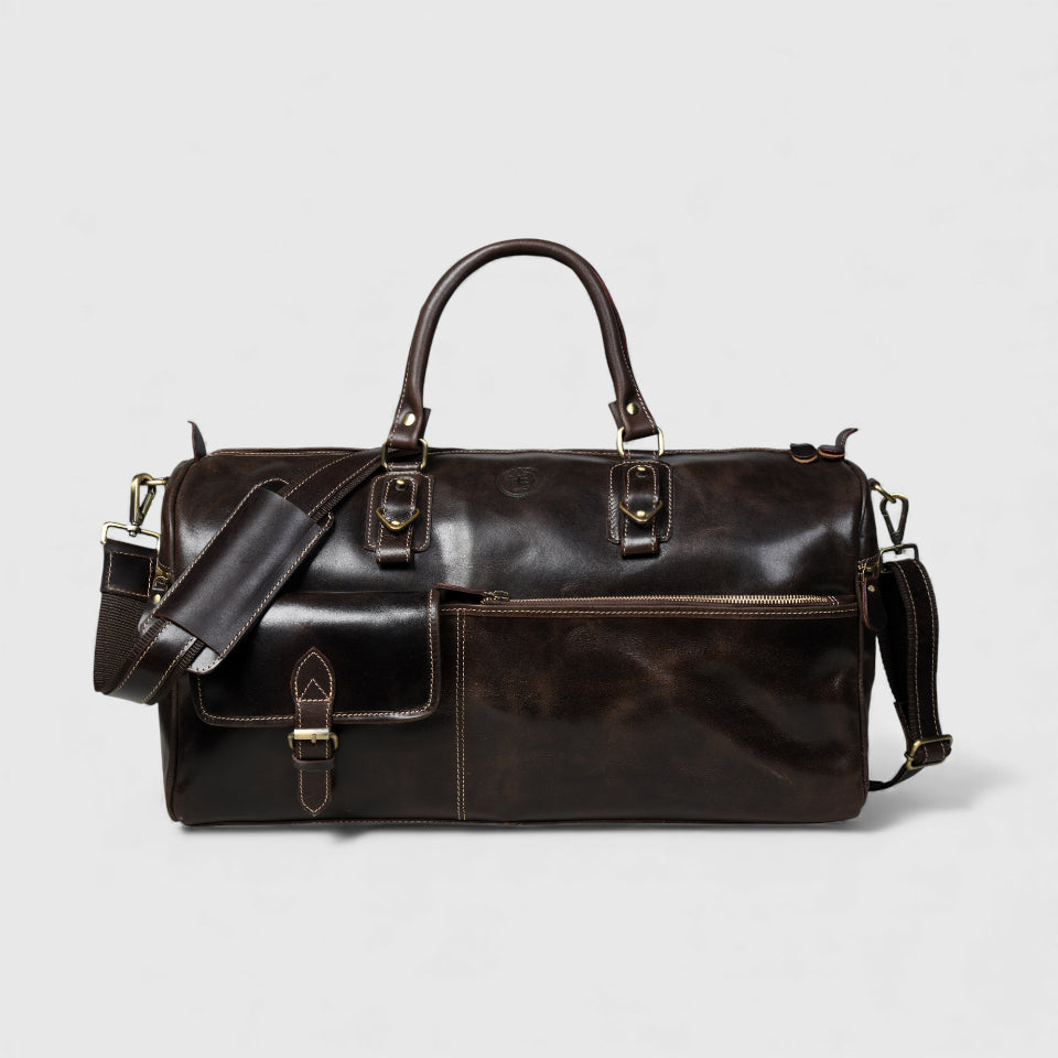 The Odyssey Leather Travel Duffle - Maroon  Colour