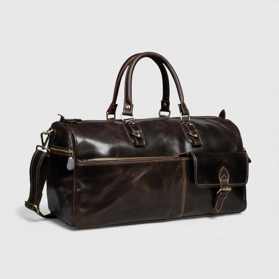 The Odyssey Leather Travel Duffle - Maroon  Colour