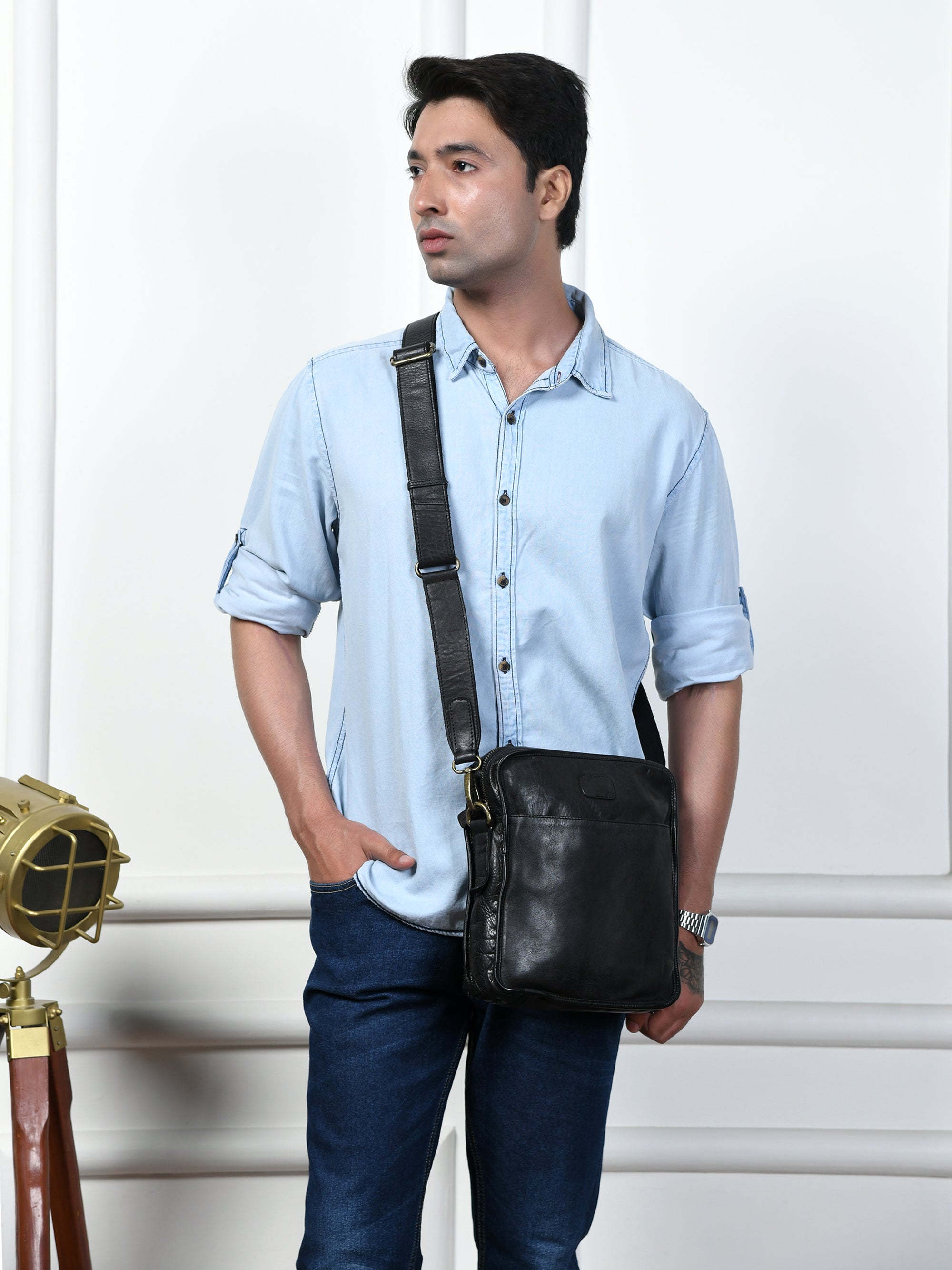 Verdant Trail Leather Sling Bag