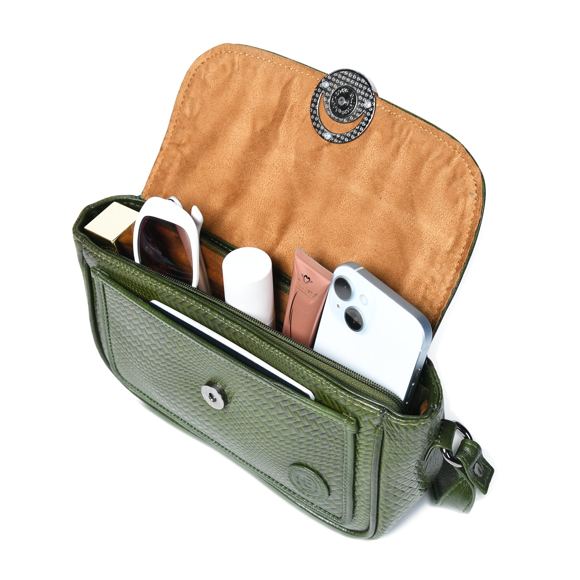 Chic Leather Women's Handbag - Olive Colour