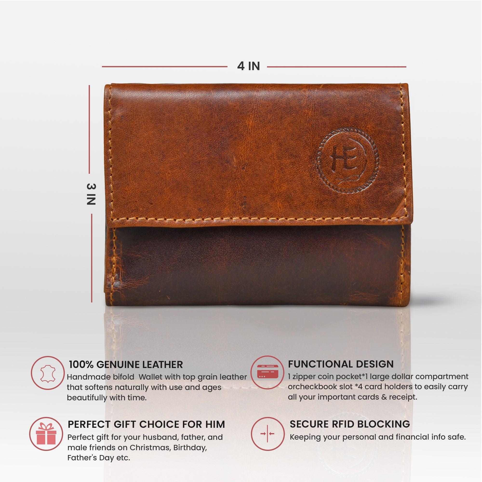 Heritage Buffalo Leather Bifold Wallet - Tan Colour