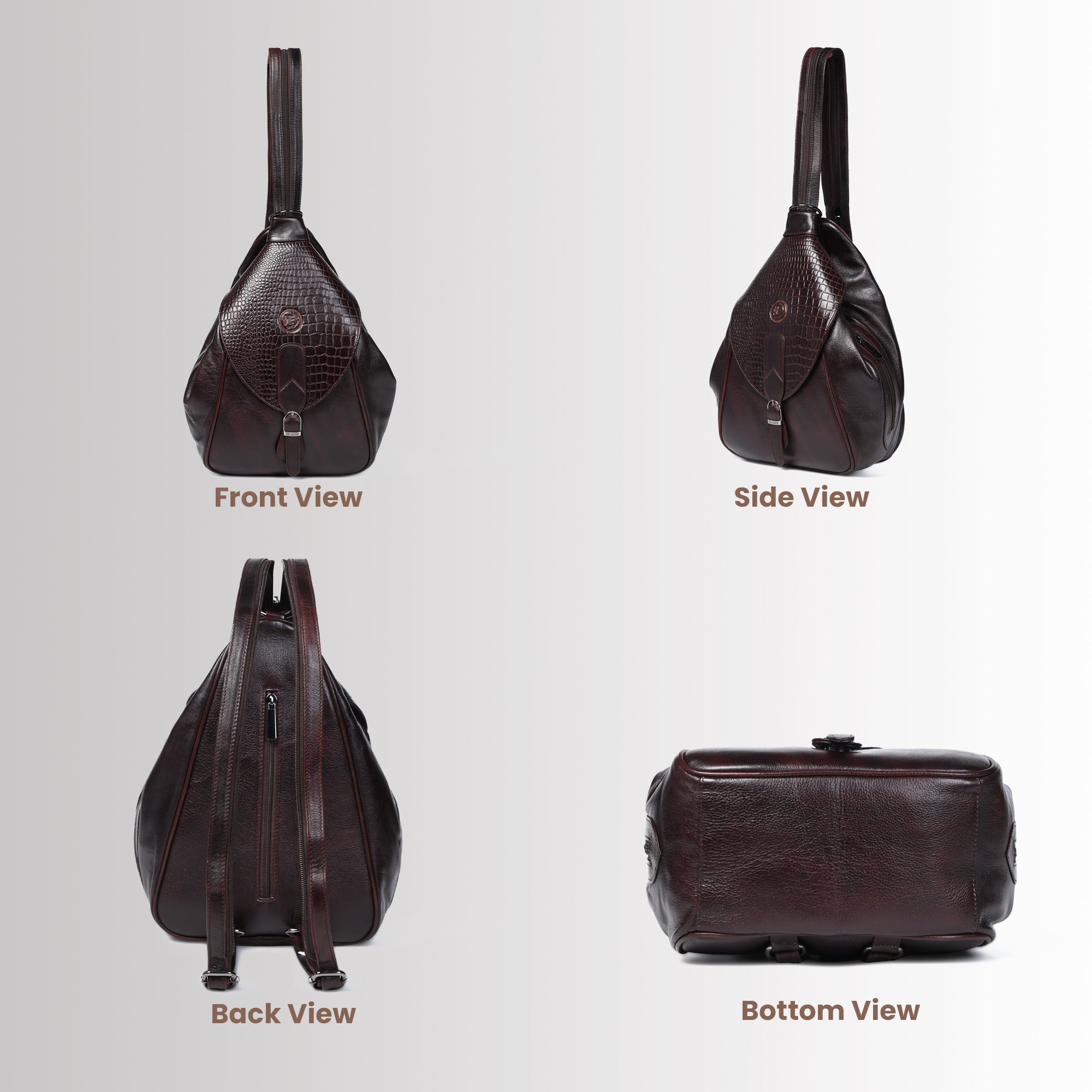 Maroon Croco Leather Shoulder Bag