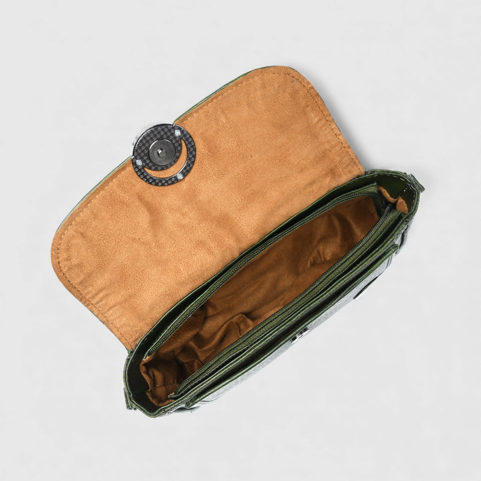 Chic Leather Women's Handbag - Olive Colour