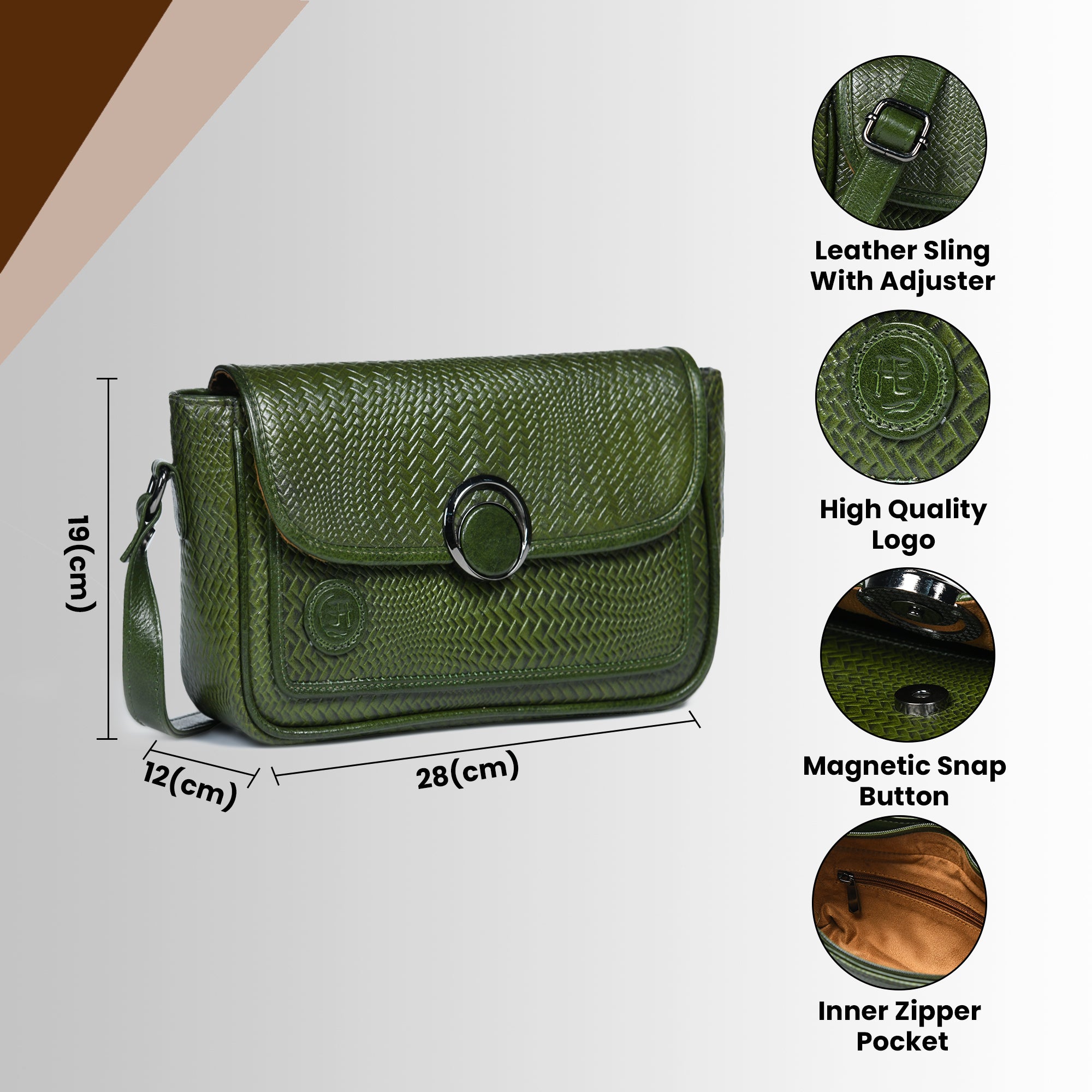 Chic Leather Women's Handbag - Olive Colour