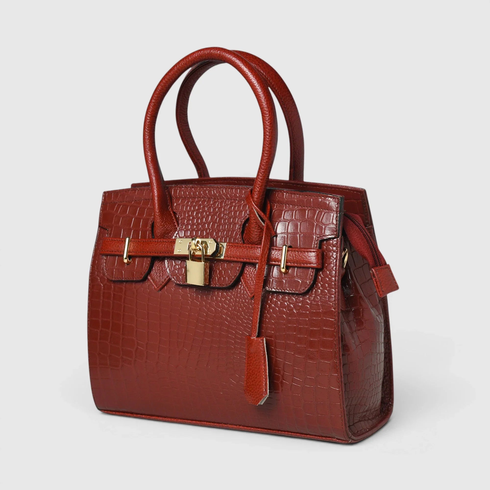 Verona Croco Handbag – Scarlet Red