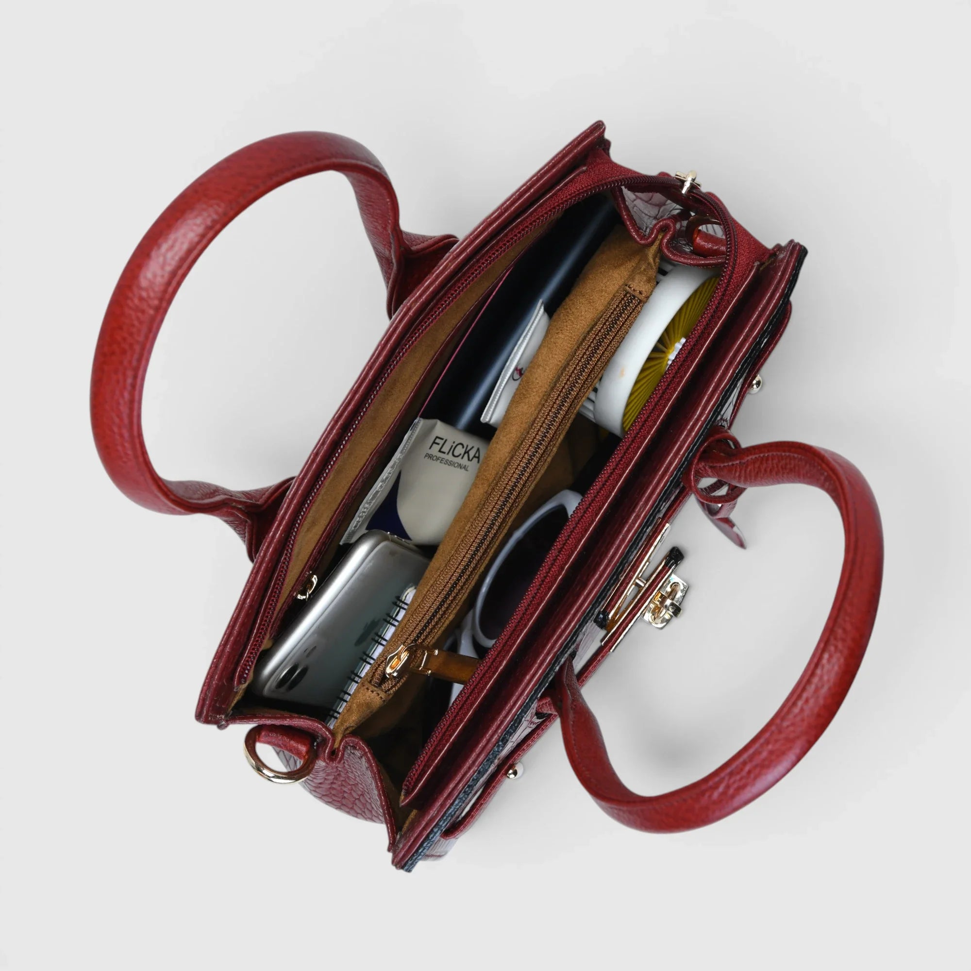 Verona Croco Handbag – Scarlet Red
