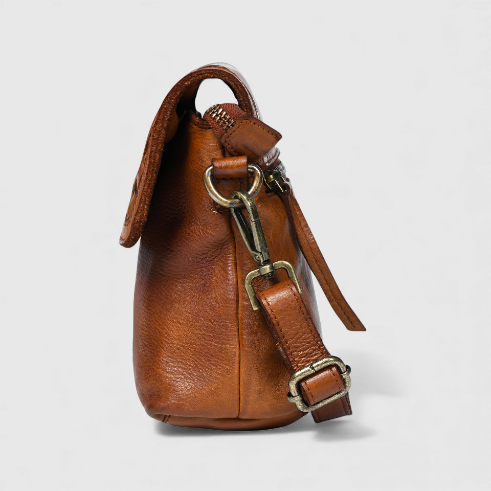 Verdant Crossbody Women's Leather Handbag - Tan colour