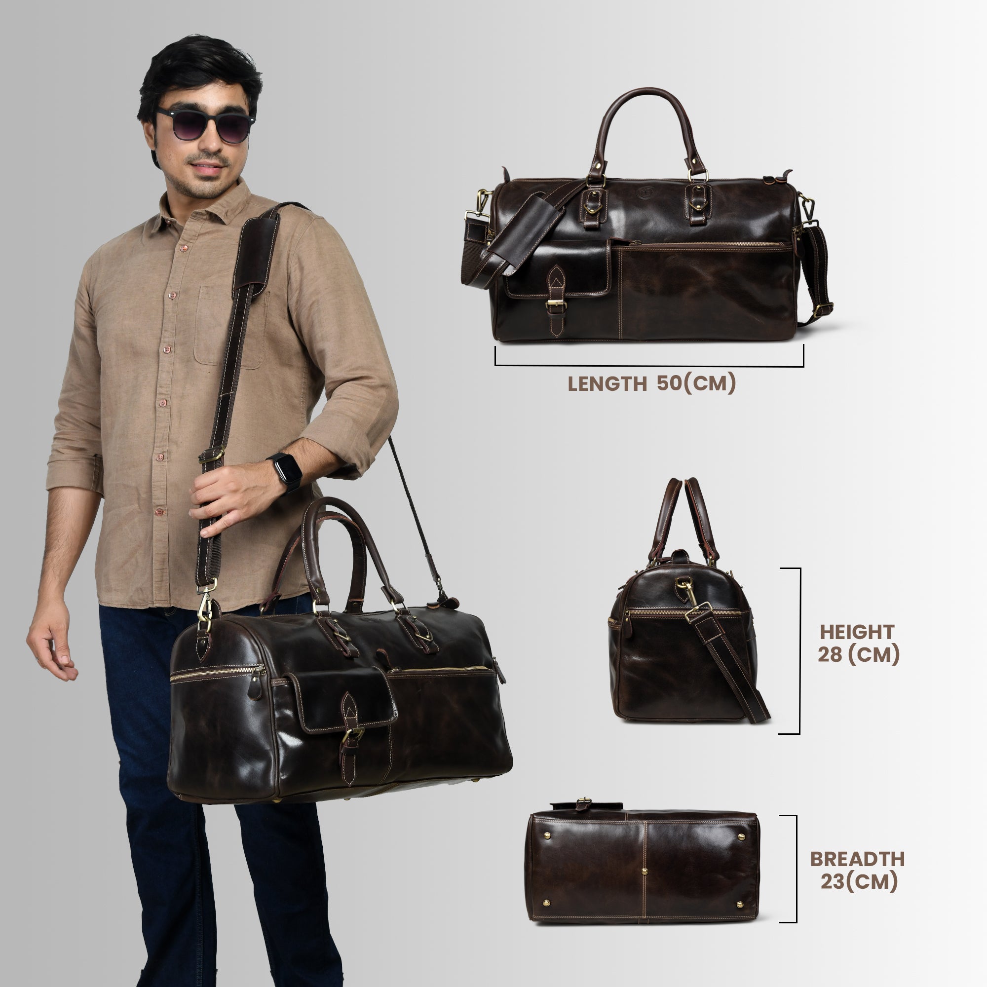 The Odyssey Leather Travel Duffel - Tan Colour