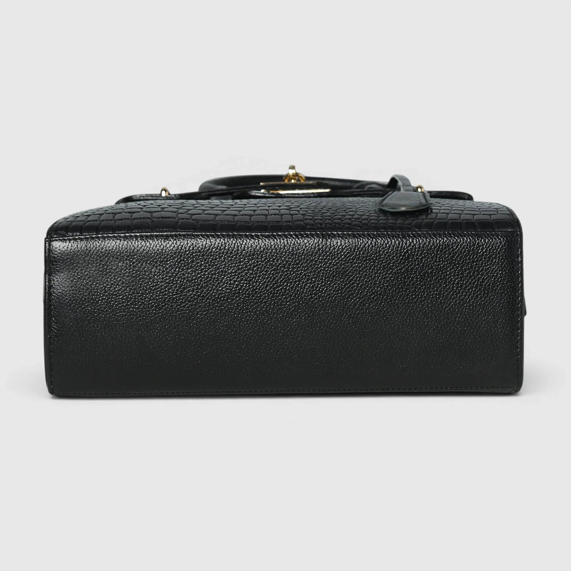 Verona Croco Handbag – Midnight Black
