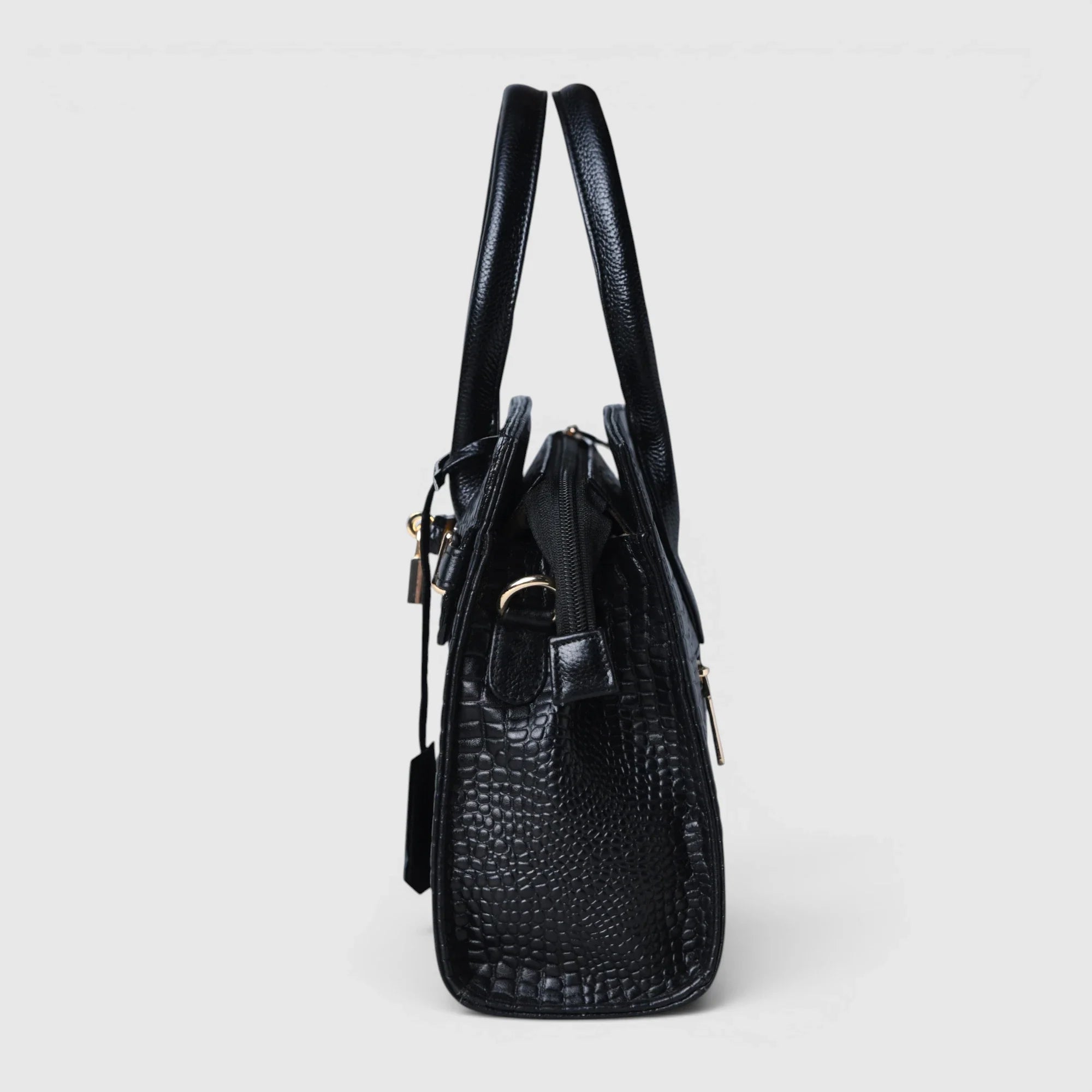 Verona Croco Handbag – Midnight Black