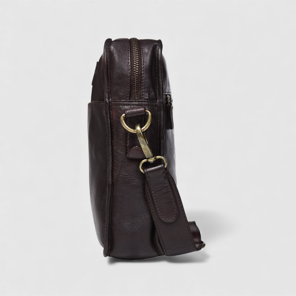 Verdant Trail Leather Sling Bag – Espresso brown
