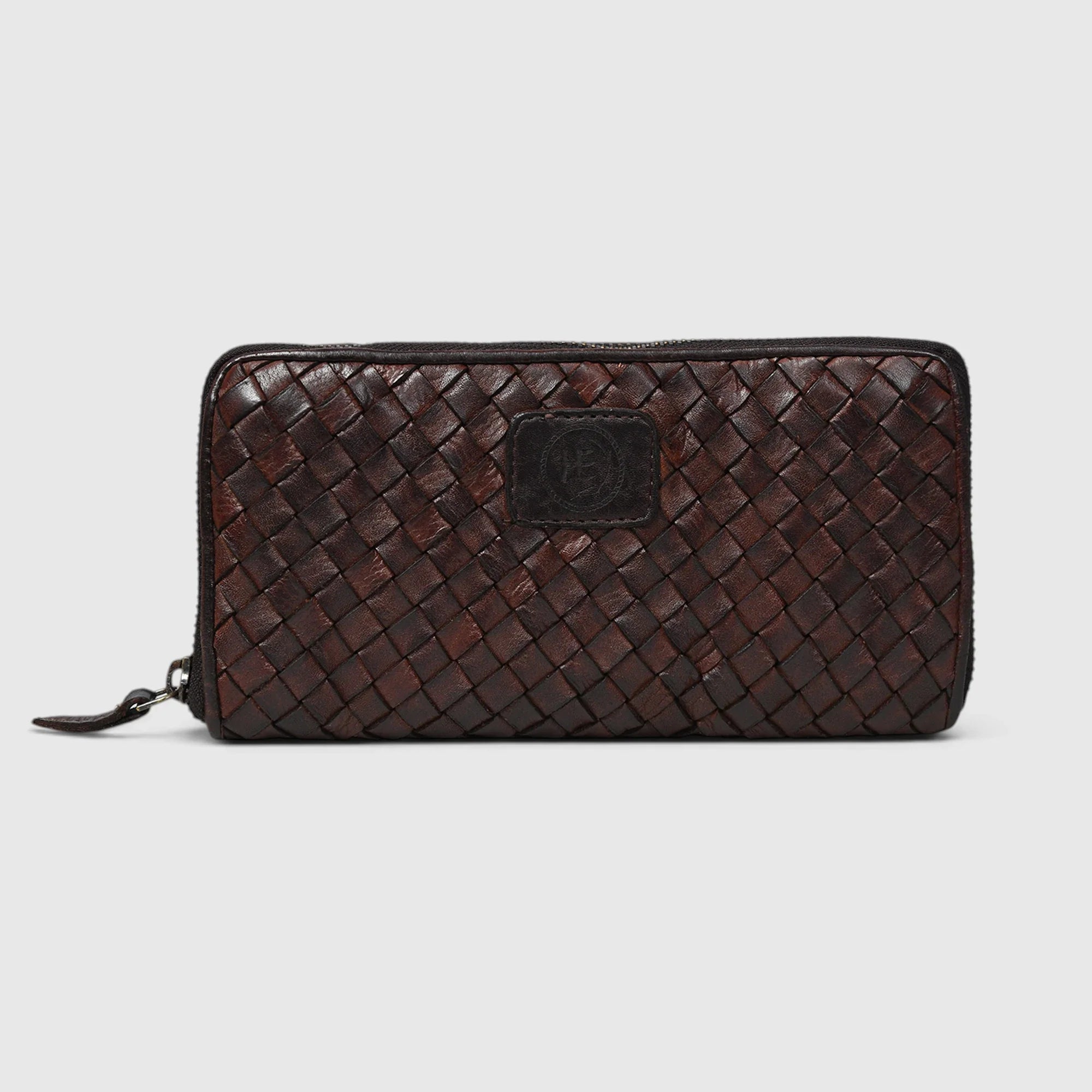Aurelian Woven Zip Wallet – Espresso Brown