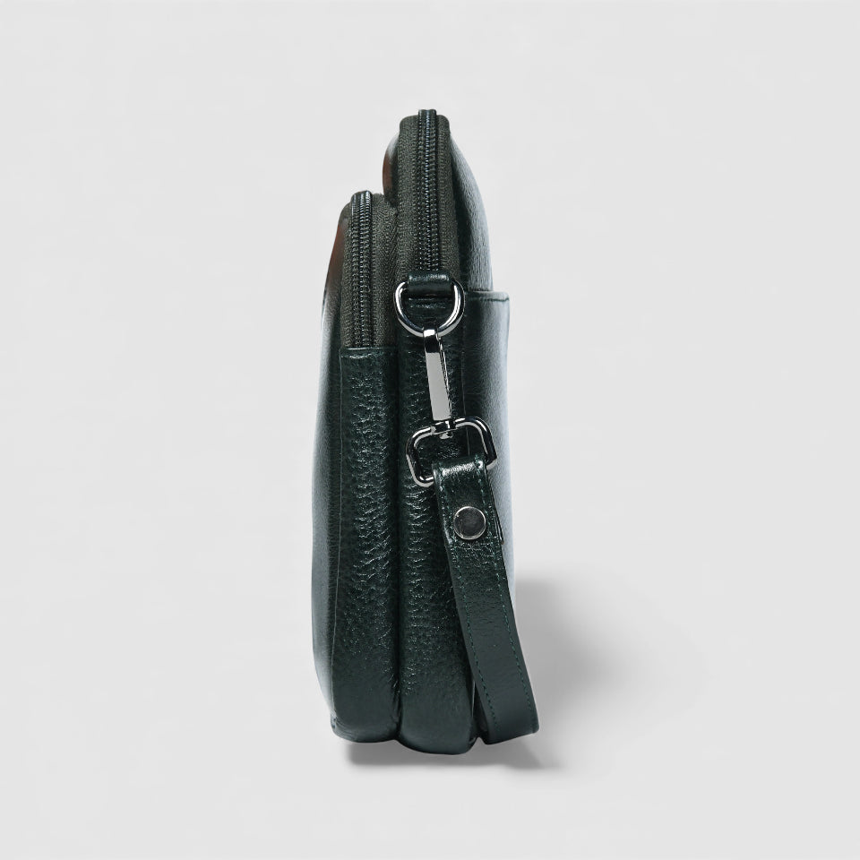 AmberStride Leather Sling Bag - Rich Green