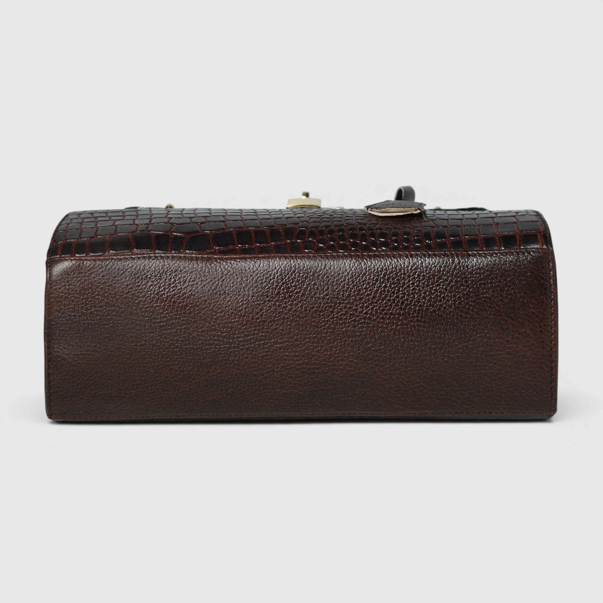 Verona Croco Handbag – Espresso Brown