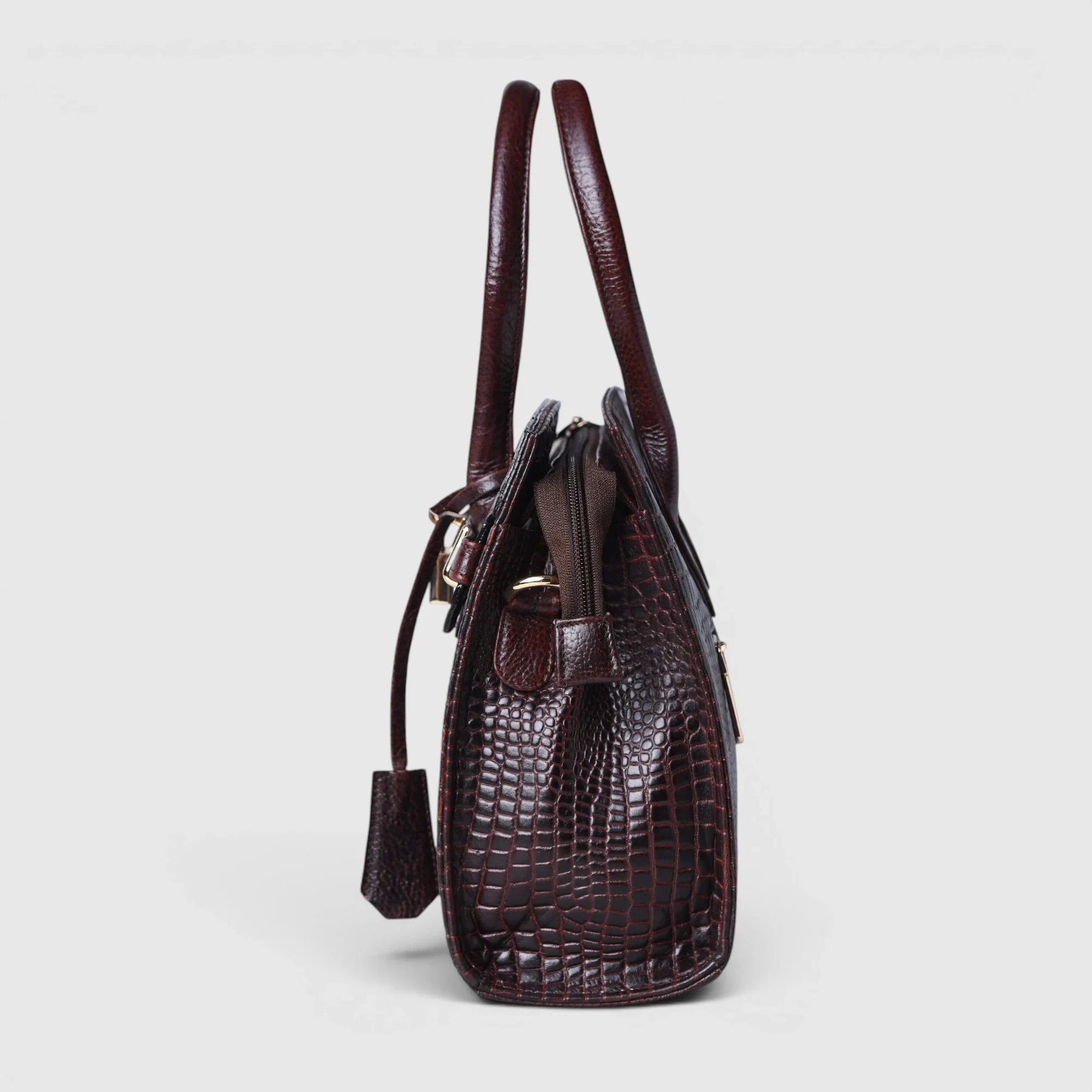 Verona Croco Handbag – Espresso Brown