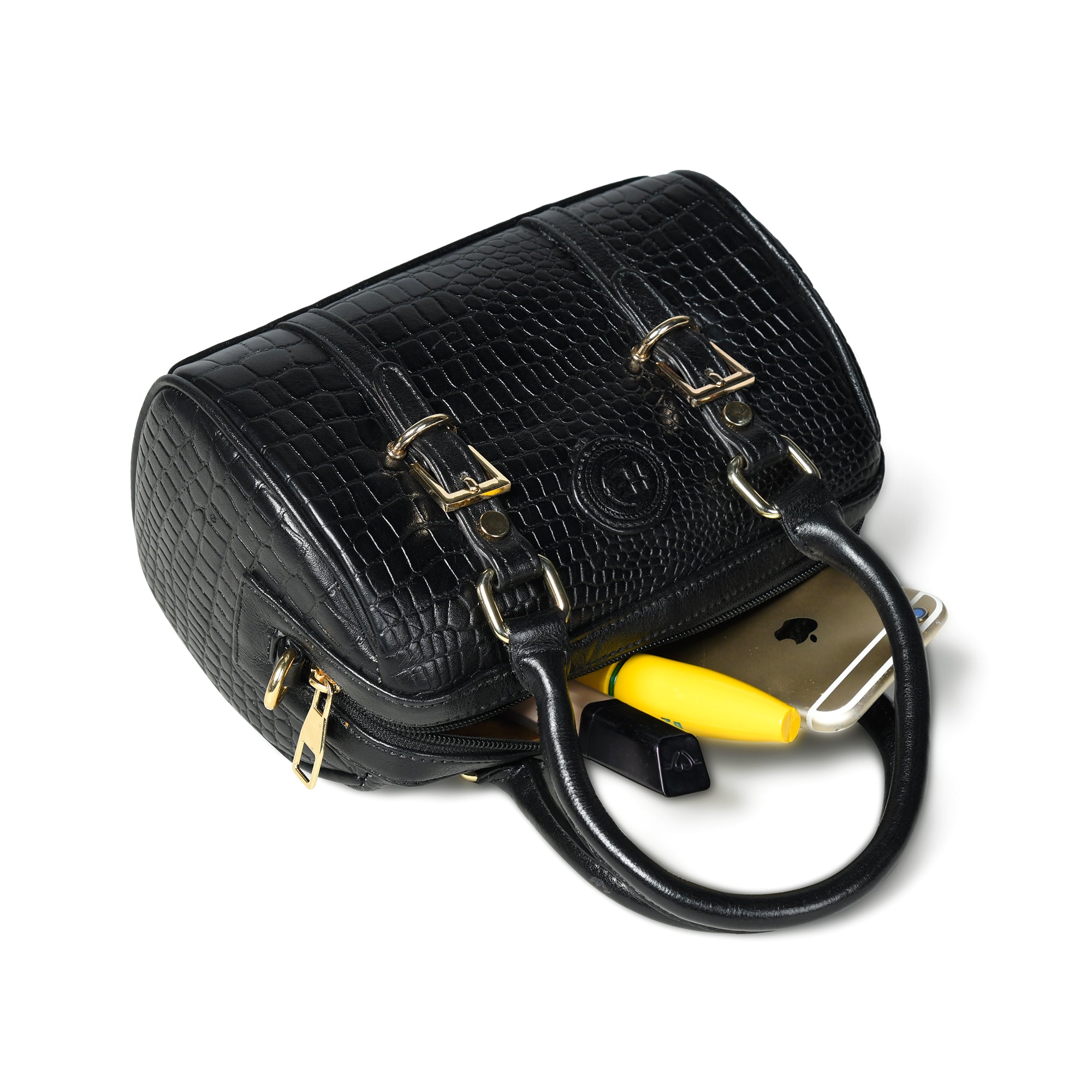 Emerald Luxe Croc Satchel Bag