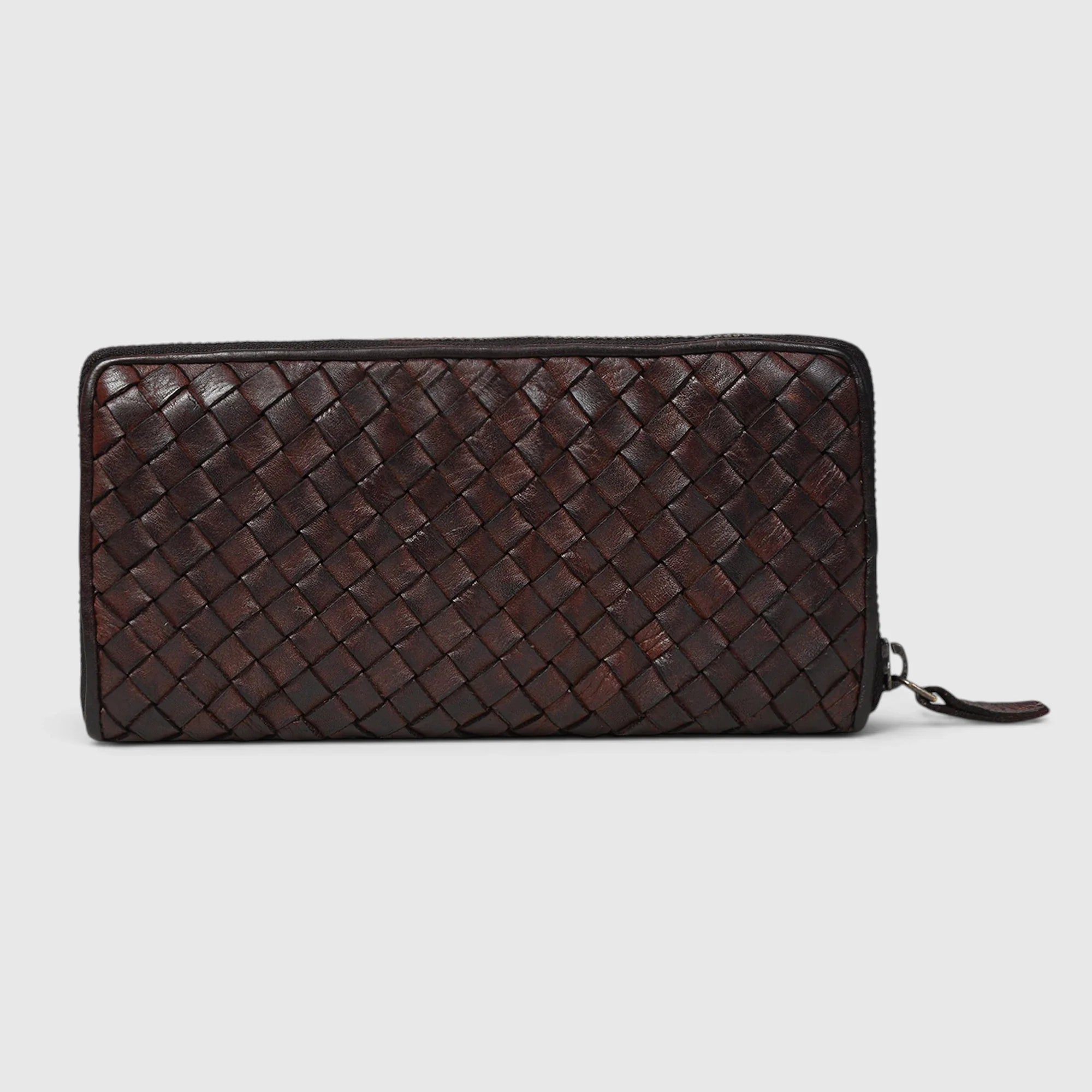 Aurelian Woven Zip Wallet – Espresso Brown