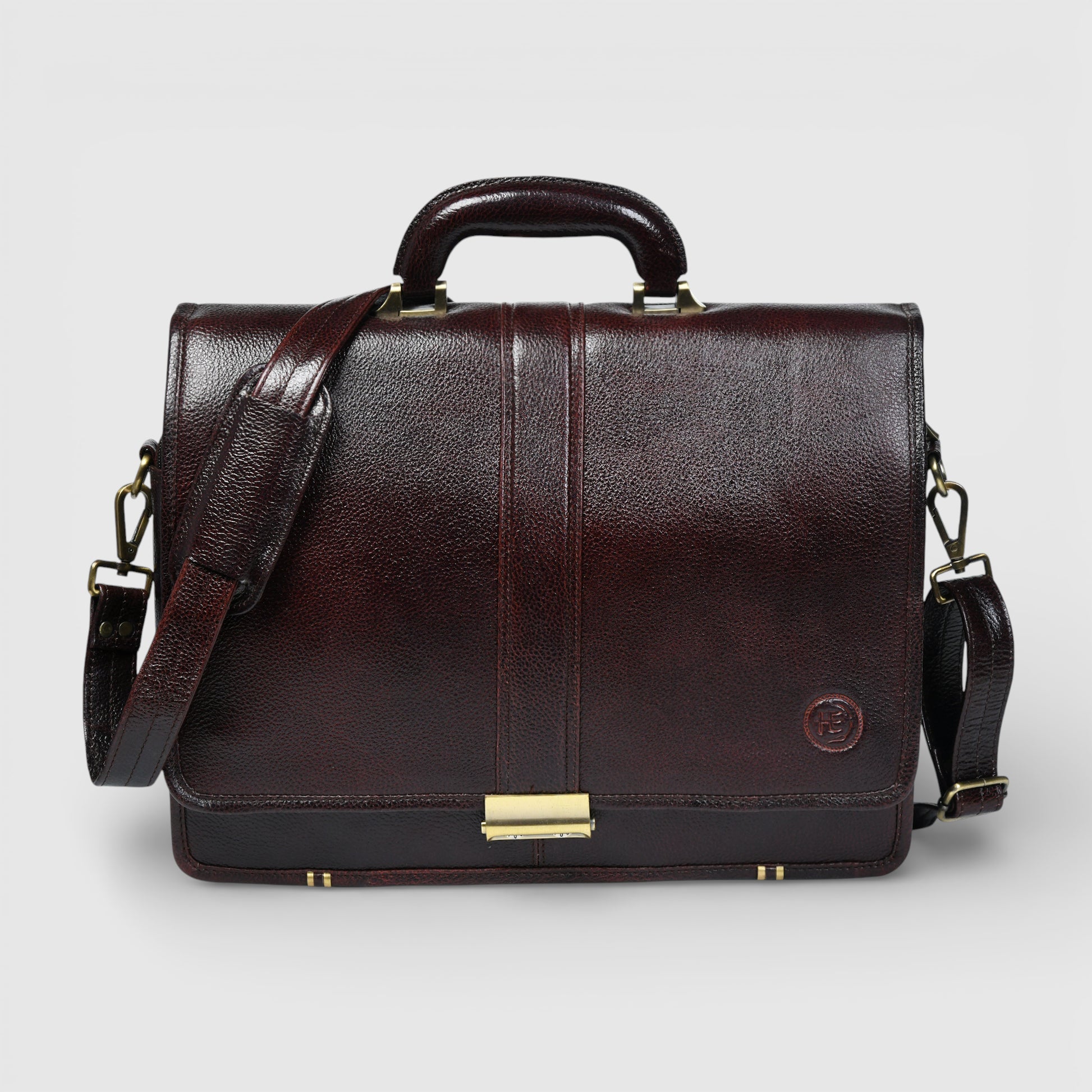 Executive Vintage Leather Briefcase – Multi-Compartment Office & Laptop Bag | Maroon colour