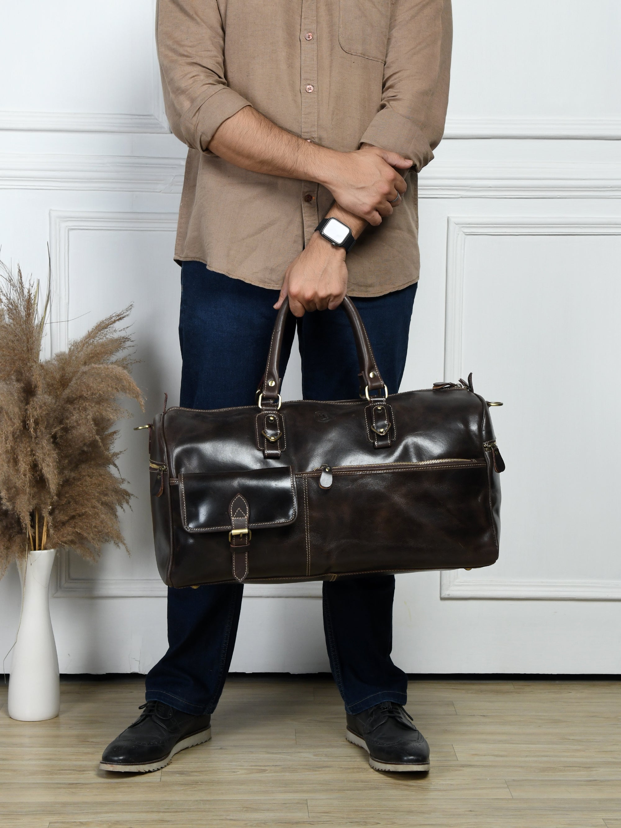 The Odyssey Leather Travel Duffel - Tan Colour