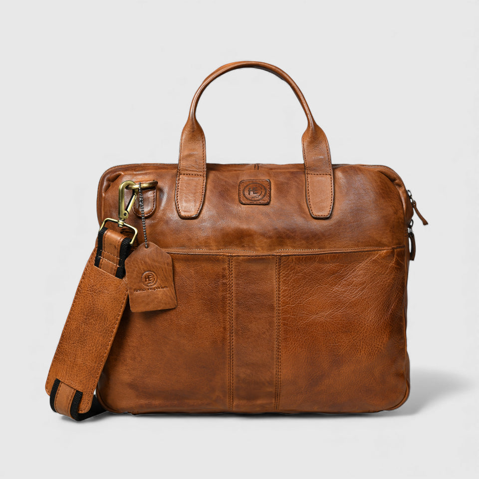 Voyager Premium Leather Laptop Bag - Tan Colour
