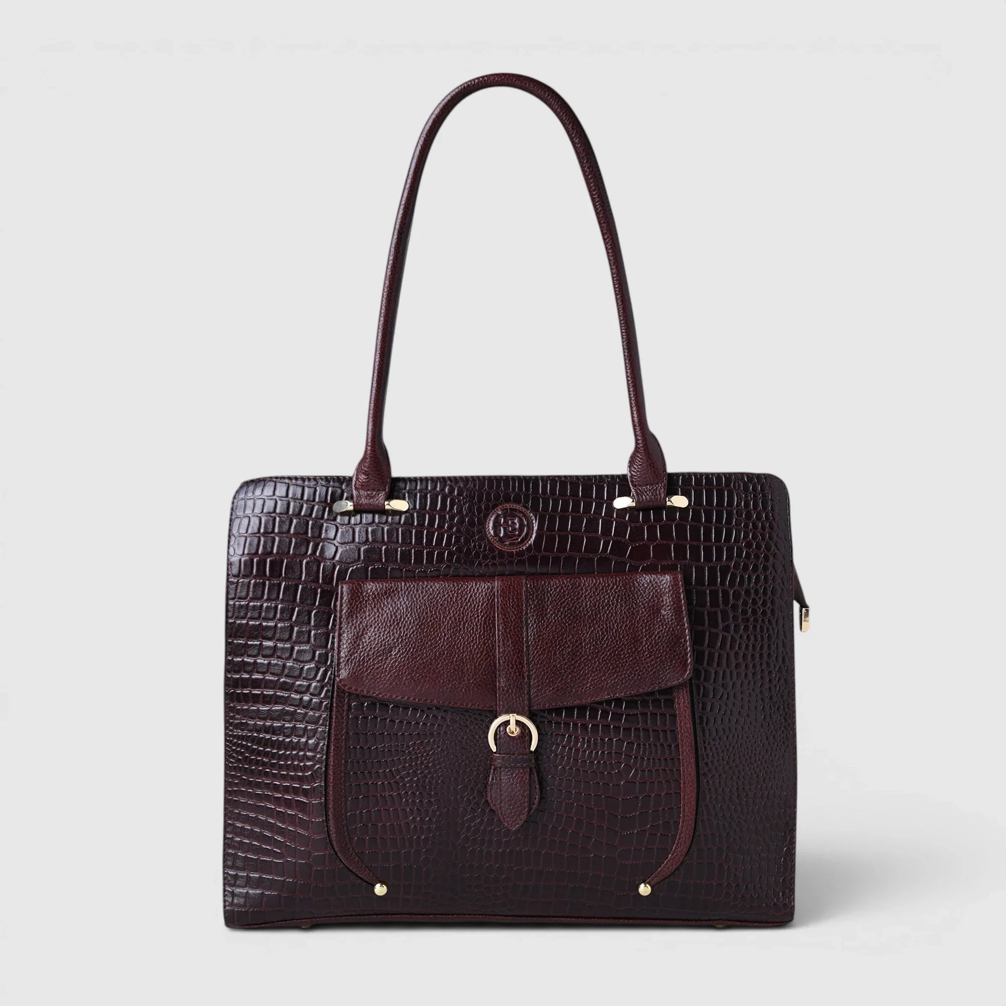 Verona Croco Office Tote - Expresso Brown