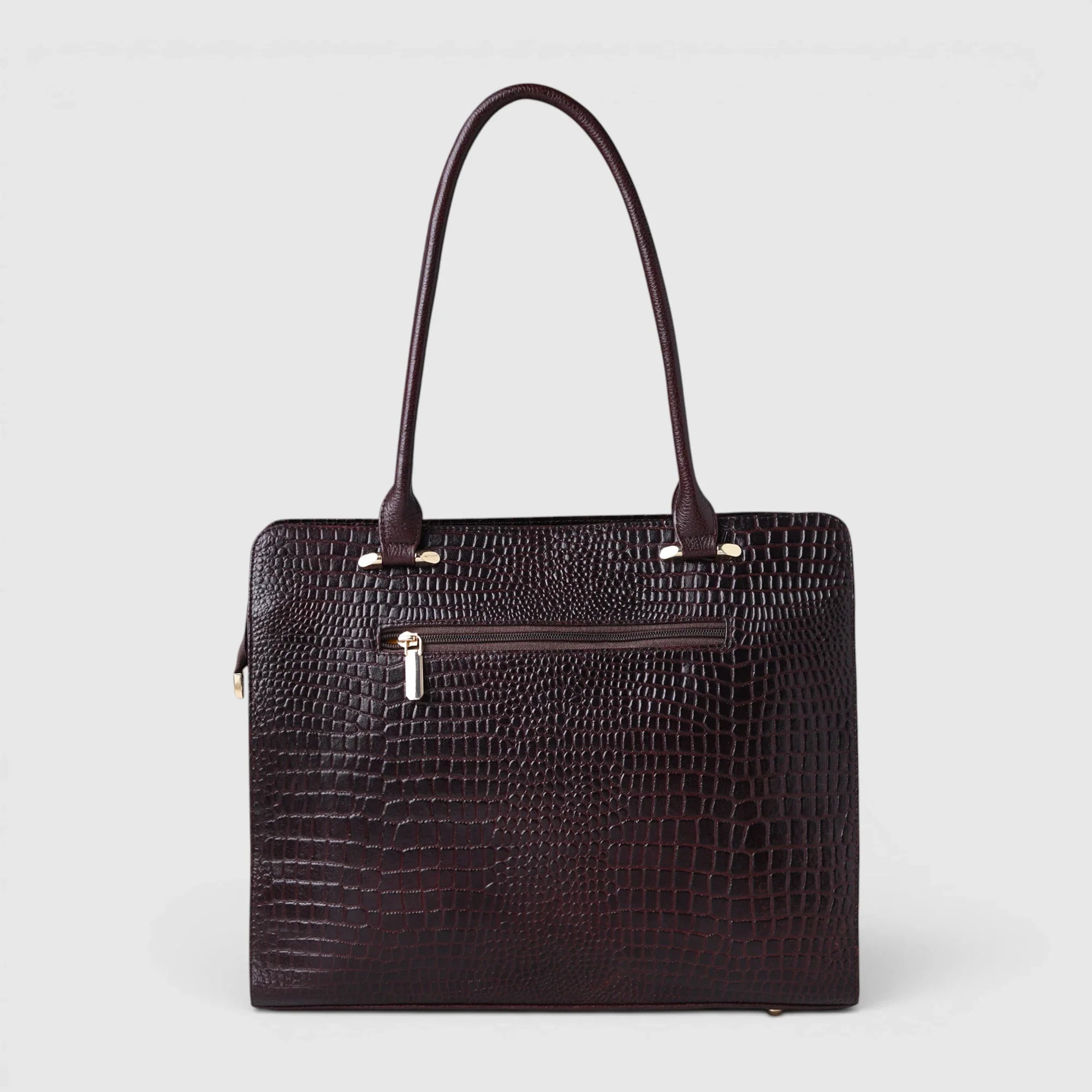 Verona Croco Office Tote - Expresso Brown